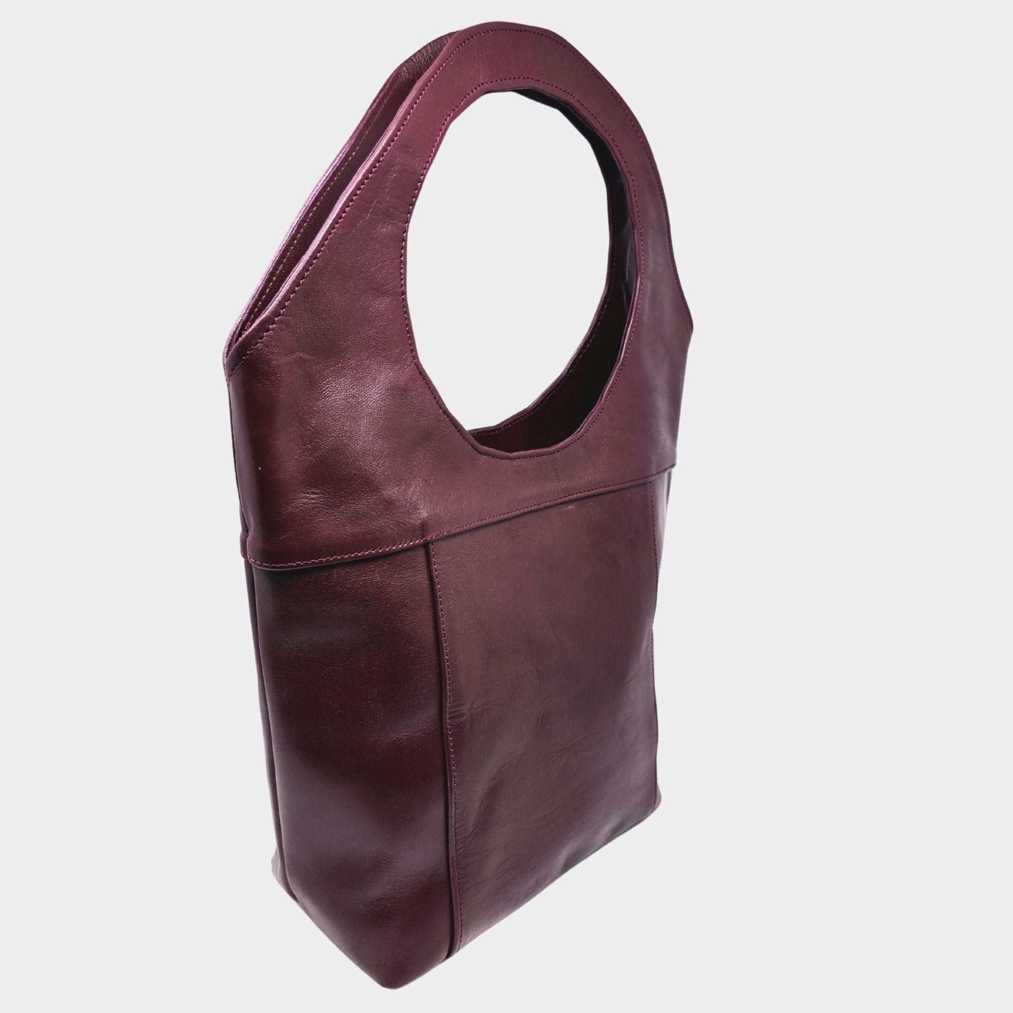 Bob Leather Tote Burgundy Red - Artisan Stories