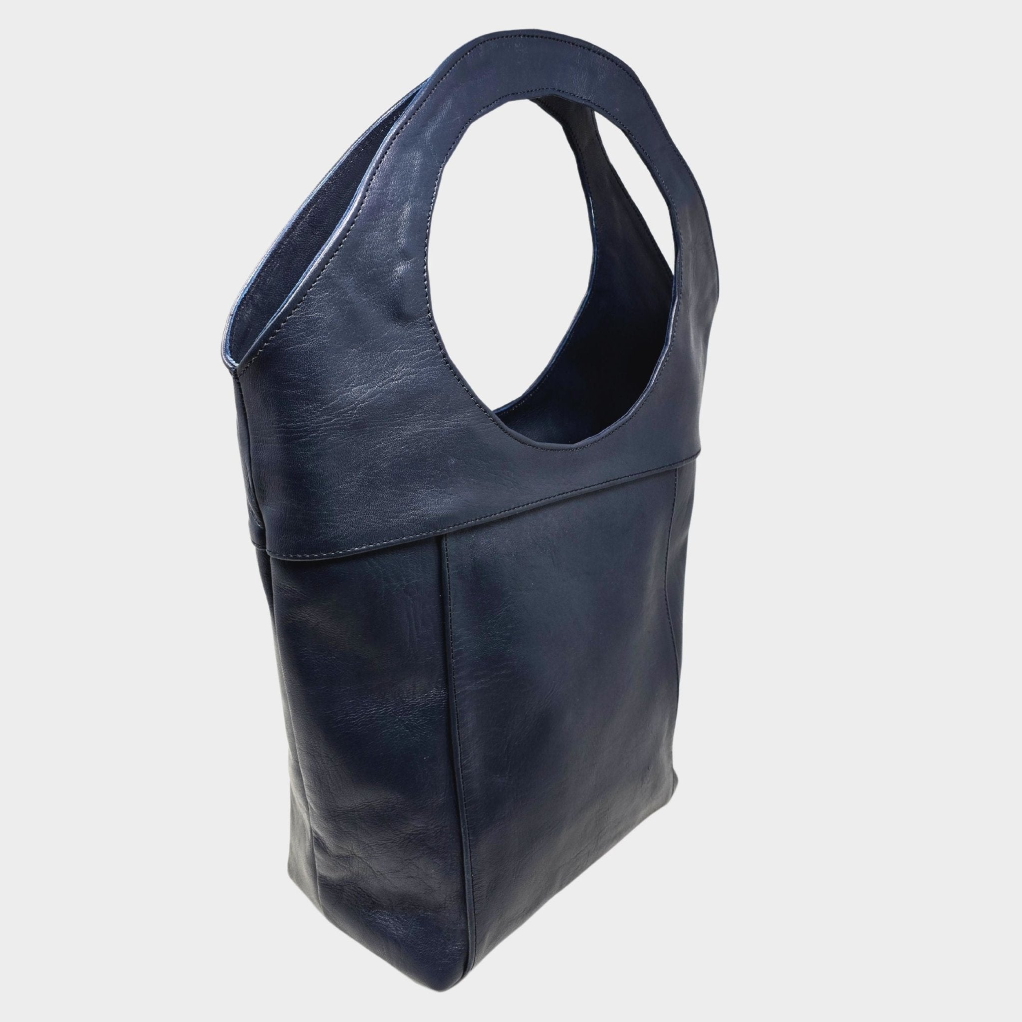 Bob Leather Tote Navy Blue - Artisan Stories