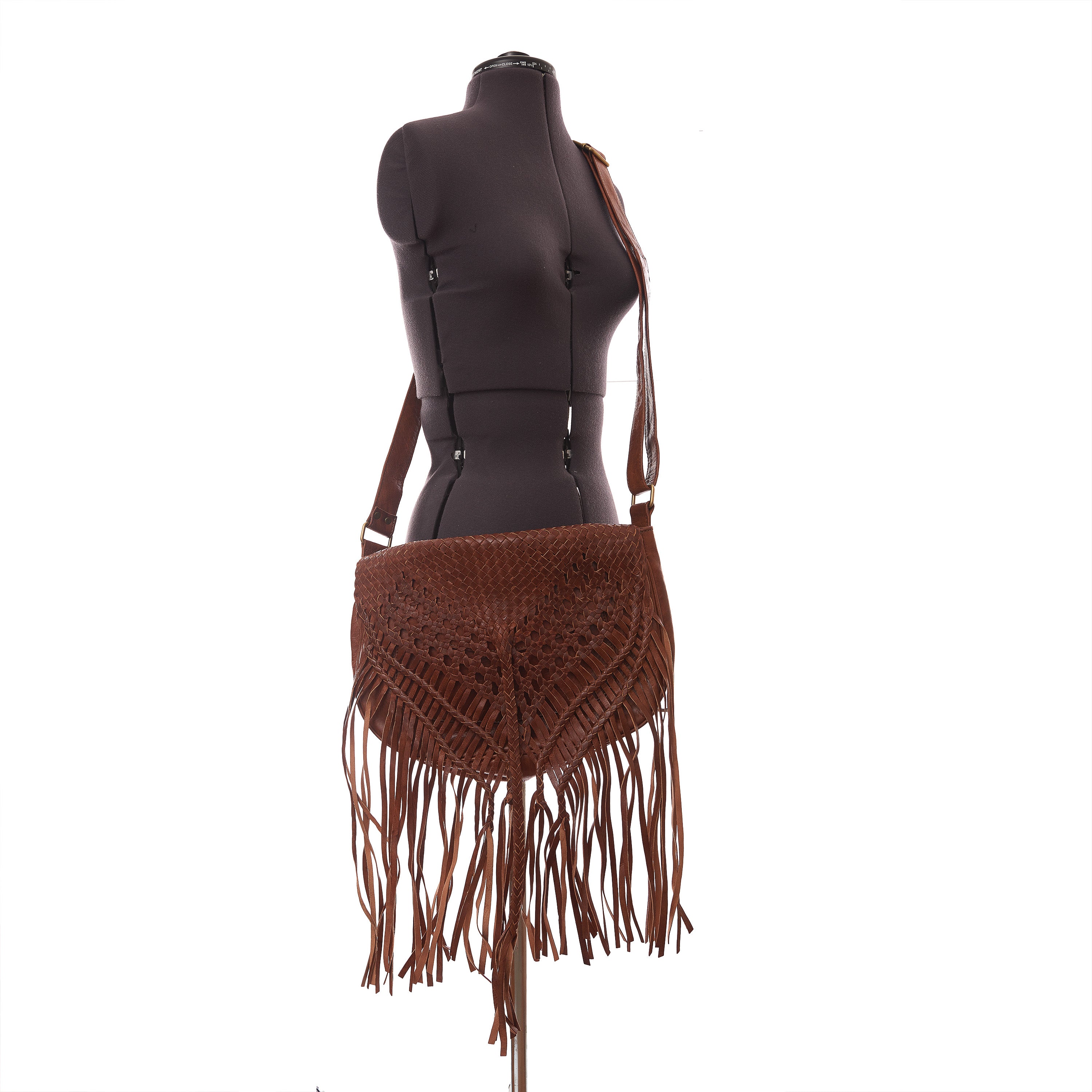 Handwoven Moroccan Leather Fringe Messenger Bag – Bohemian Crossbody & Shoulder Bag
