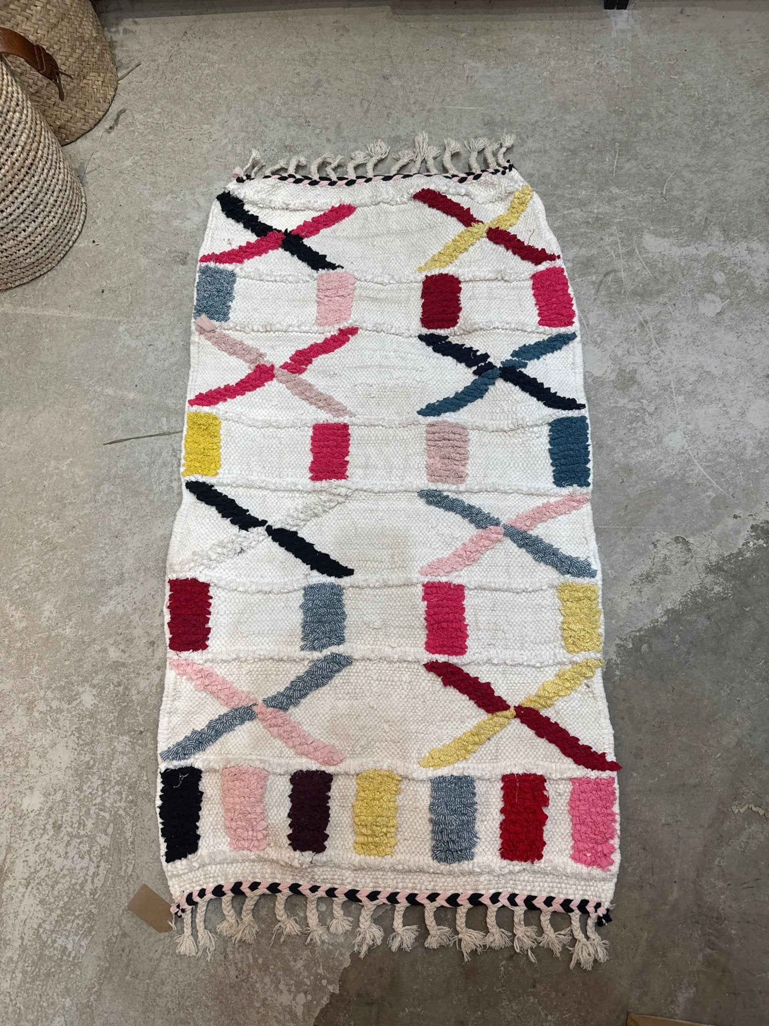 Boho Boucherouite Bathroom rugs small squares - Artisan Stories