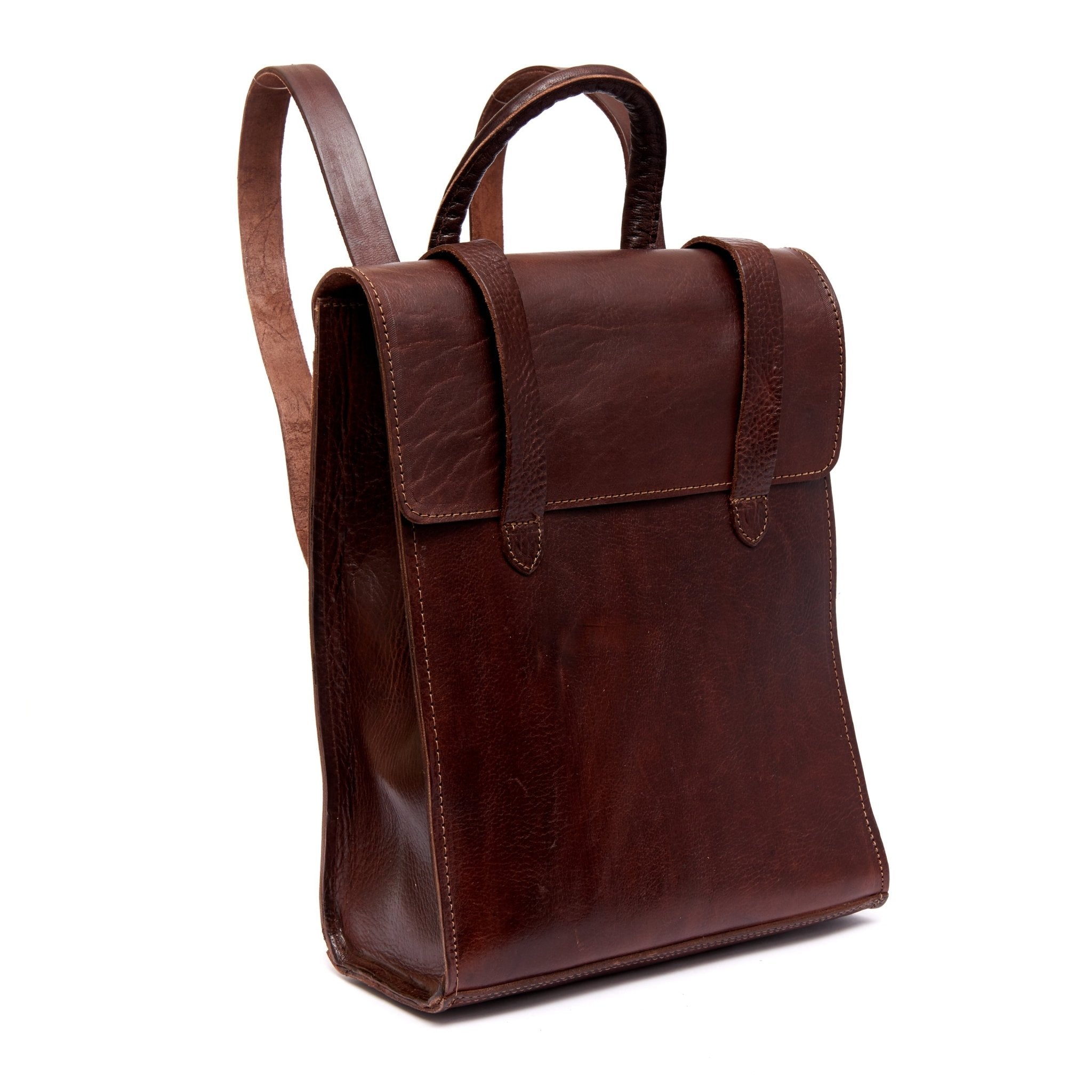 Bowie Vintage Closure Leather Backpack In Chocolate Brown - Artisan Stories