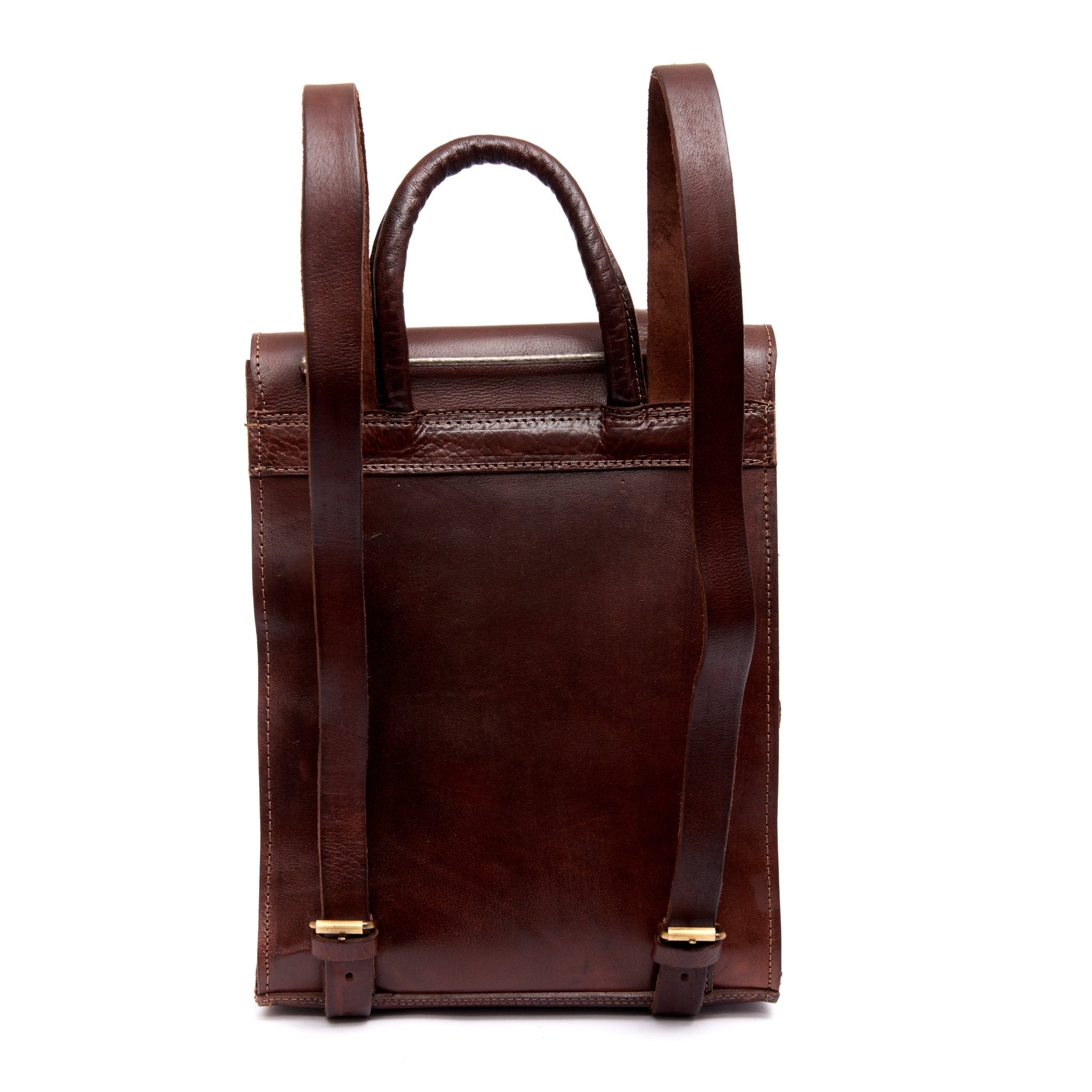 Bowie Vintage Closure Leather Backpack In Chocolate Brown - Artisan Stories