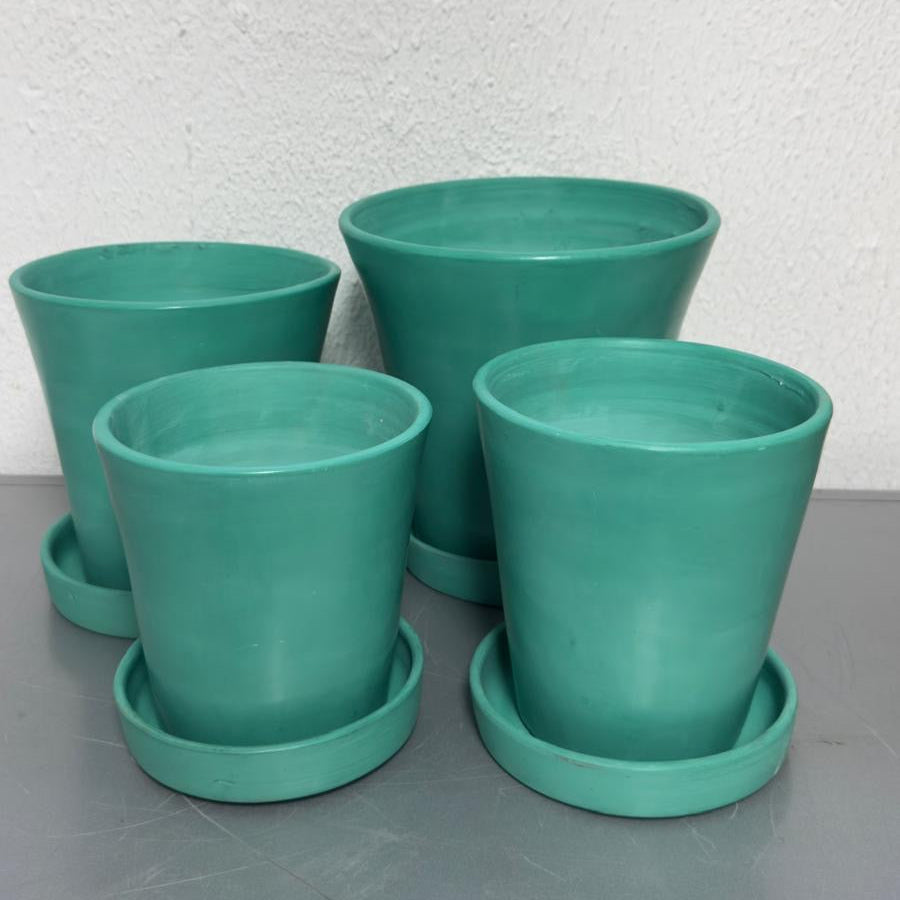 Moroccan Tadelakt Plant Pot with Saucer – Handcrafted Artisan Planter