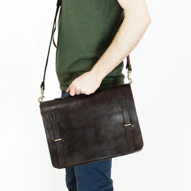 Camden Loop Dark Brown Briefcase Bag - Artisan Stories