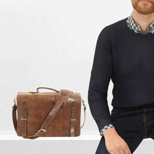 Camden loop Light Brown Briefcase bag - Artisan Stories