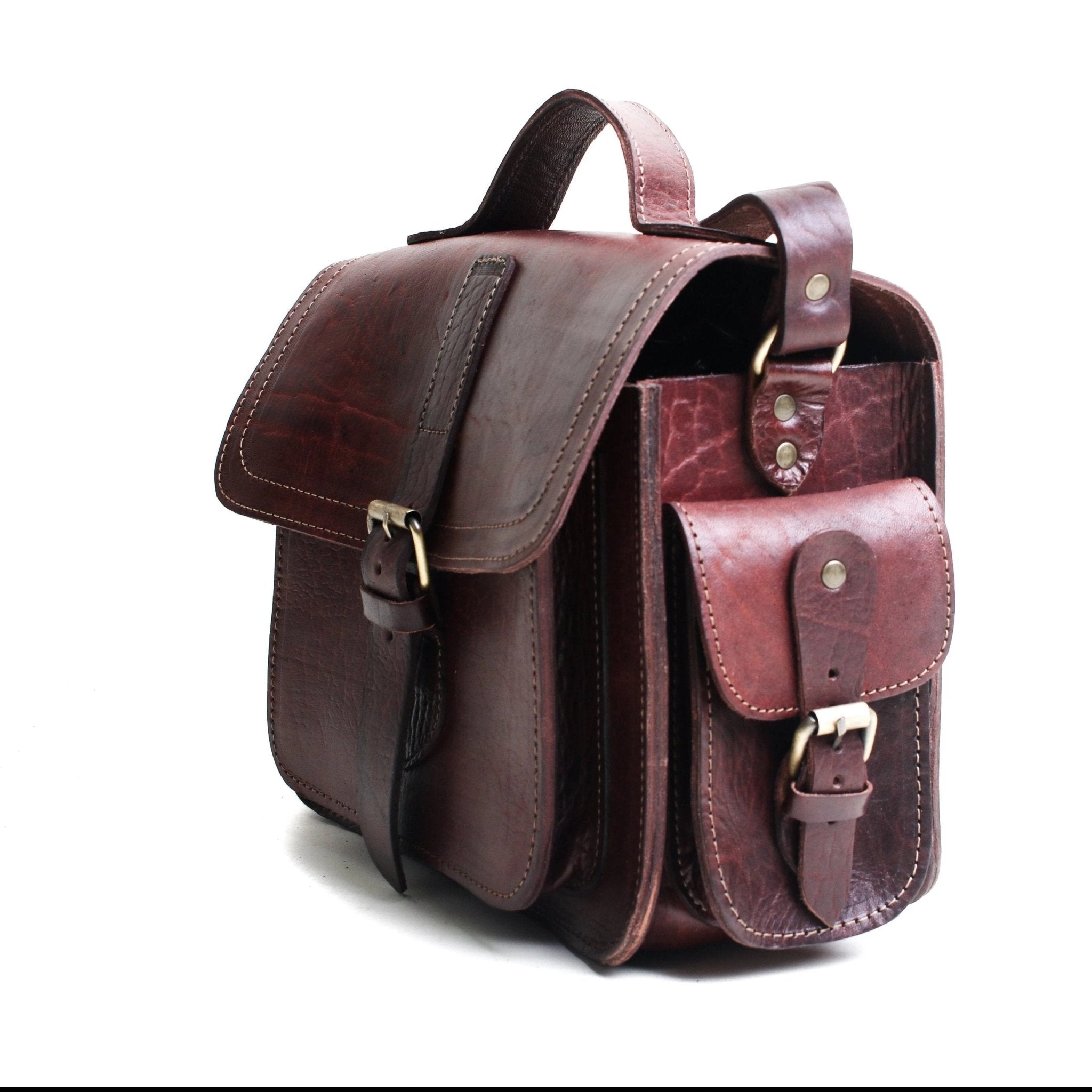 Camera Dark Brown Leather Satchel Bag - Artisan Stories