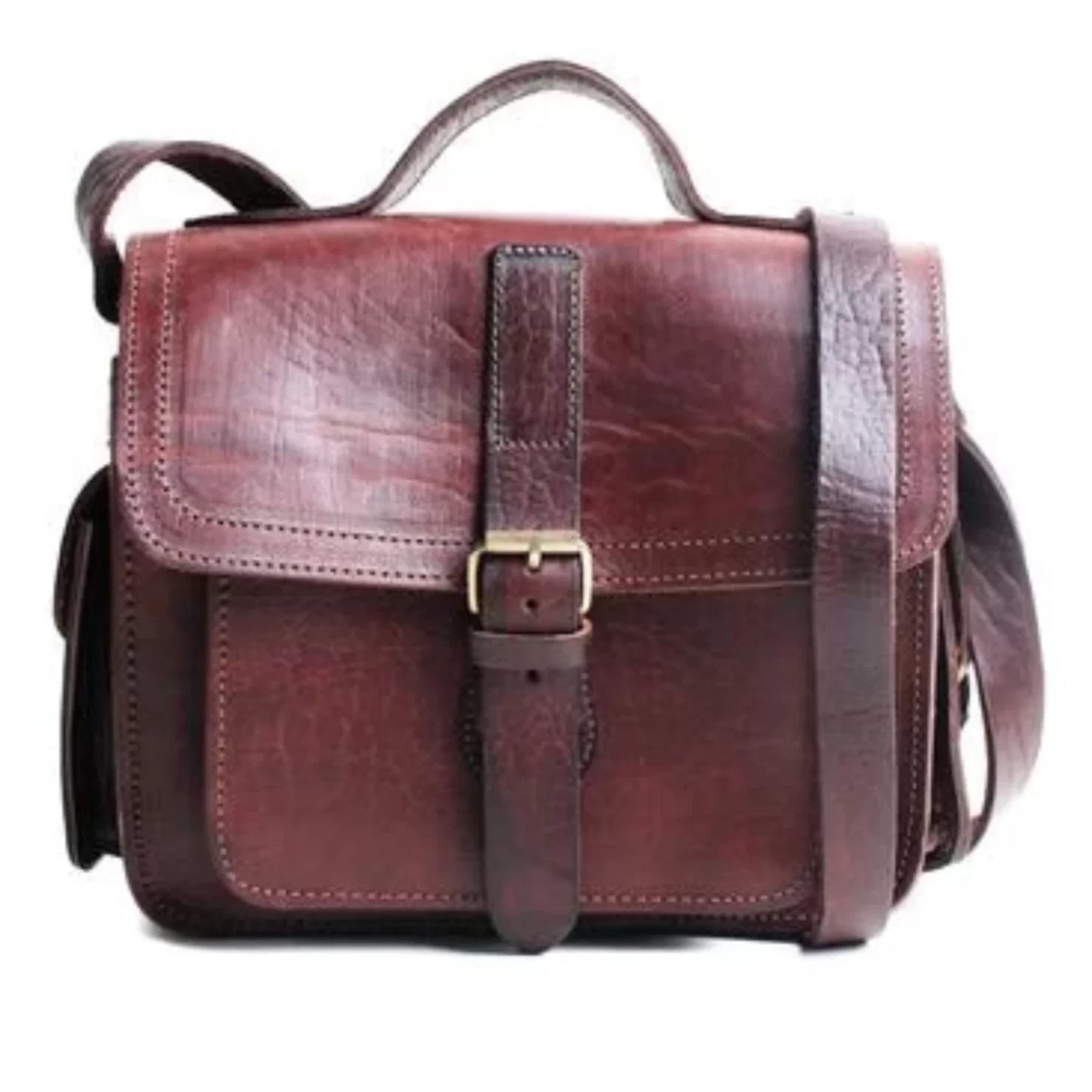 Camera Dark Brown Leather Satchel Bag - Artisan Stories