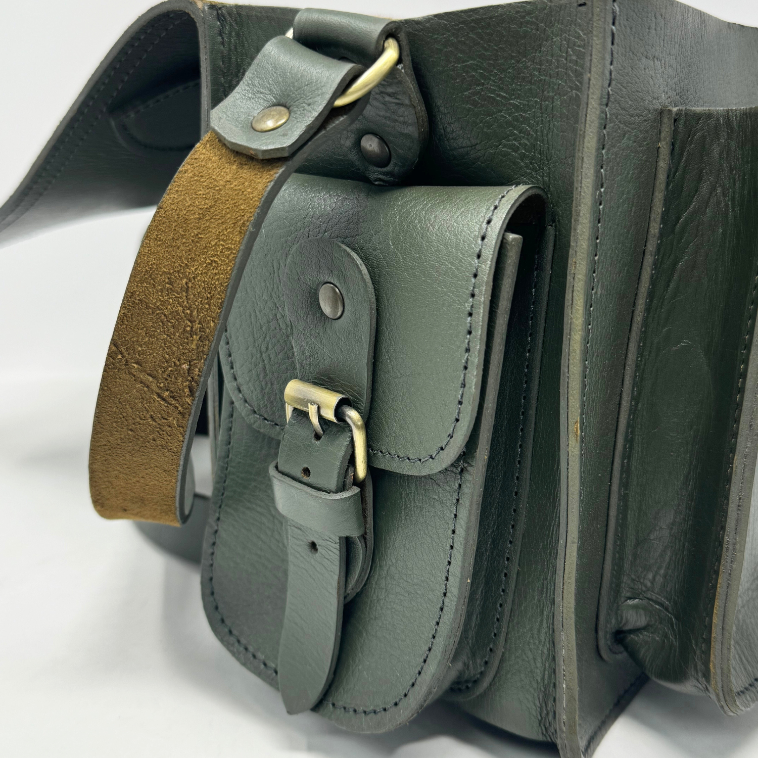 Green Leather Camera Satchel Bag