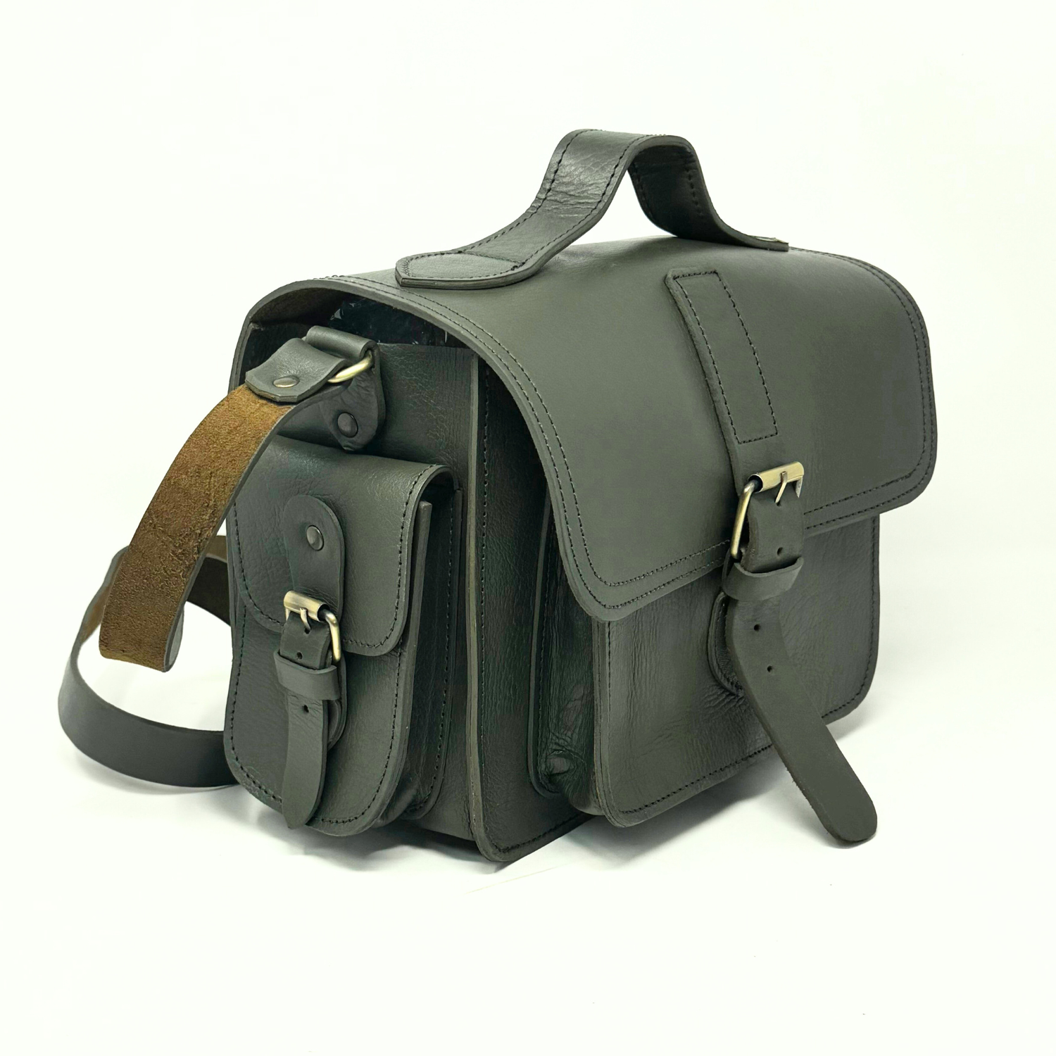 Green Leather Camera Satchel Bag