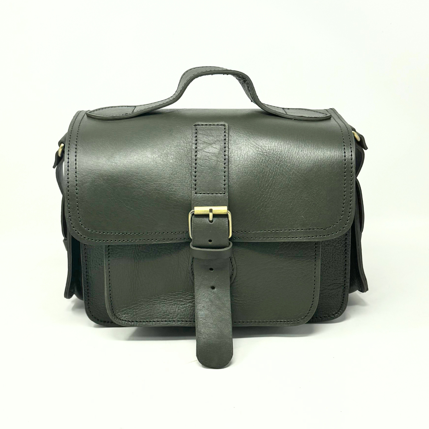 Green Leather Camera Satchel Bag