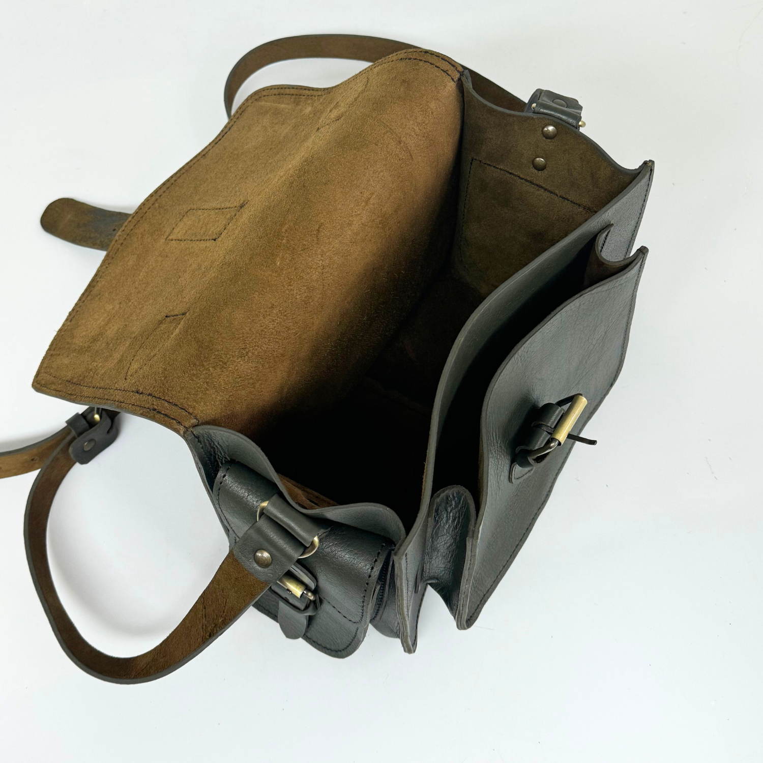 Green Leather Camera Satchel Bag