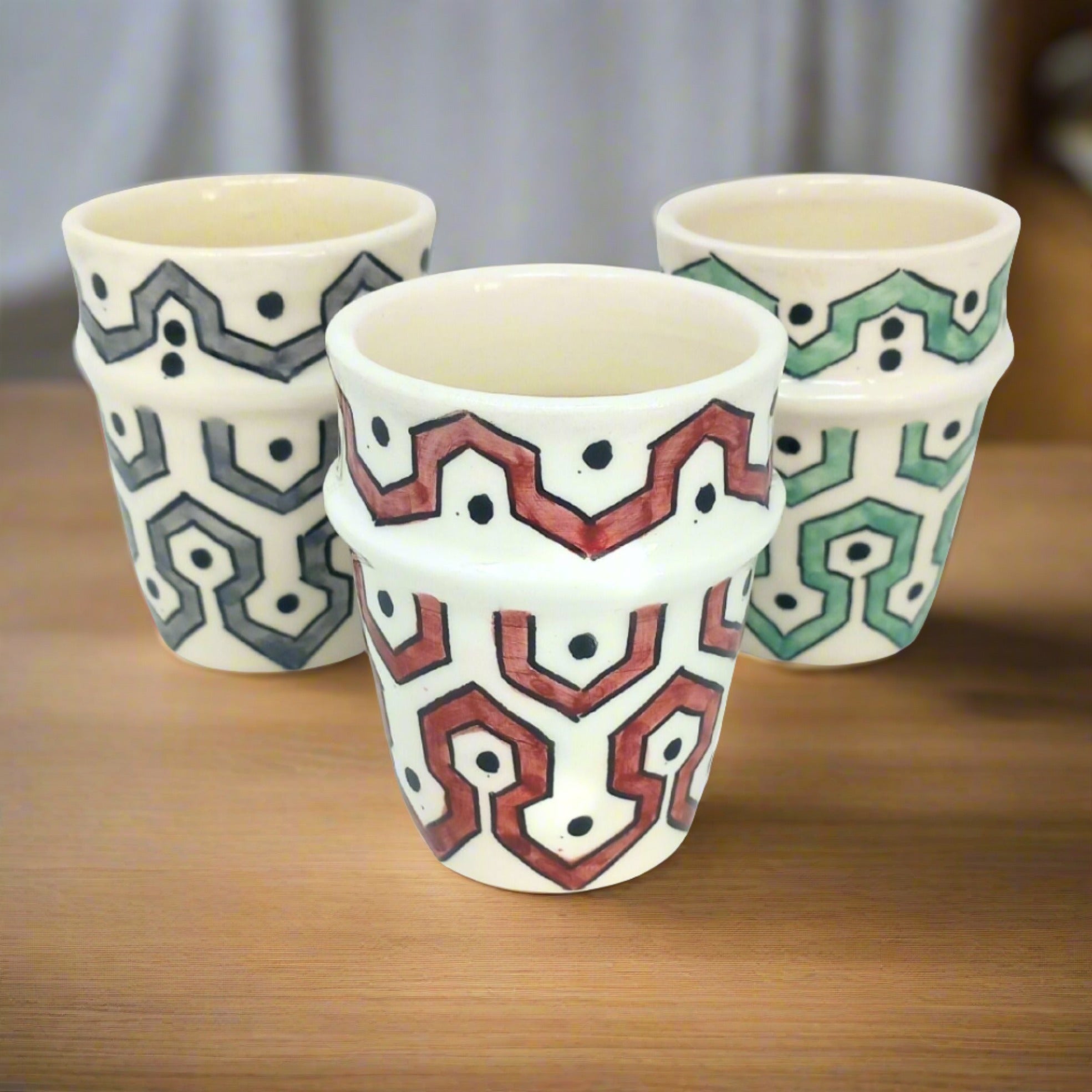 Ceramic Cup with hand painted geometric deign - Artisan Stories