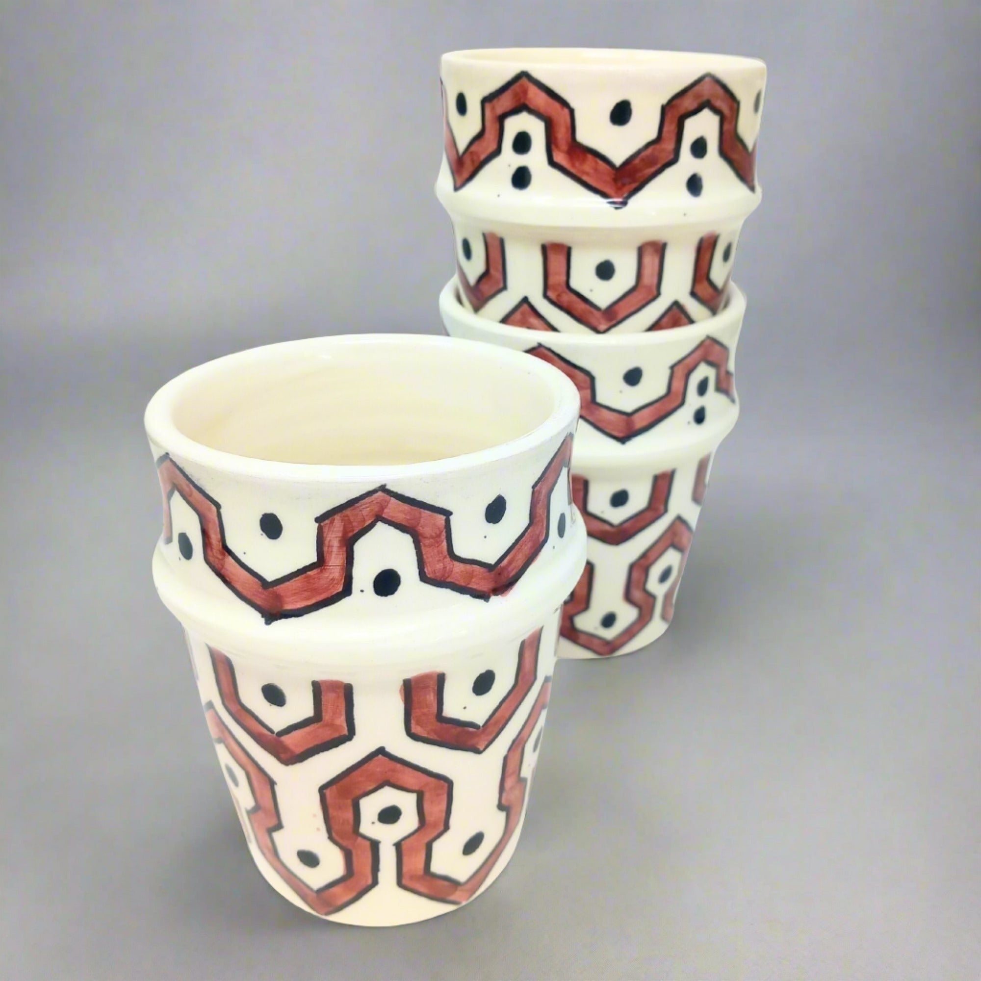 Ceramic Cup with hand painted geometric deign - Artisan Stories