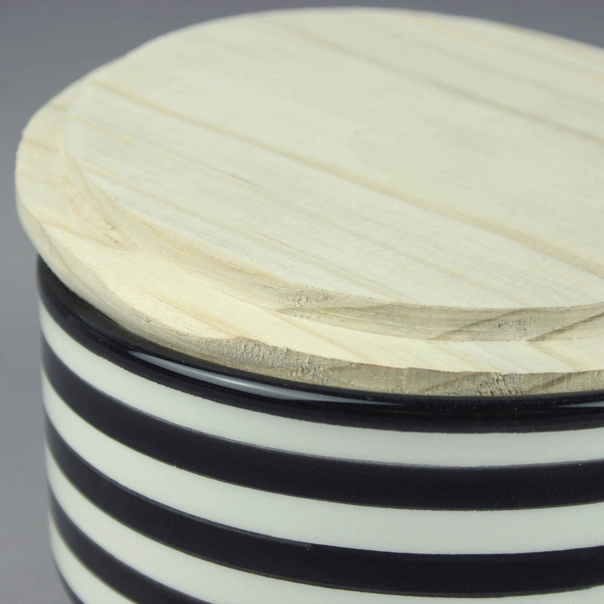 Ceramic Striped Dish Storage with wooden lid - Artisan Stories