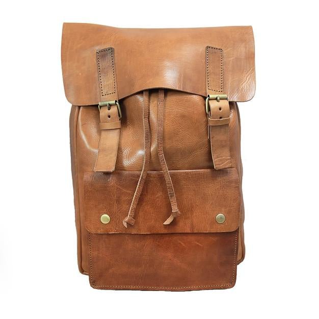 Charlie leather Backpack light brown - Artisan Stories