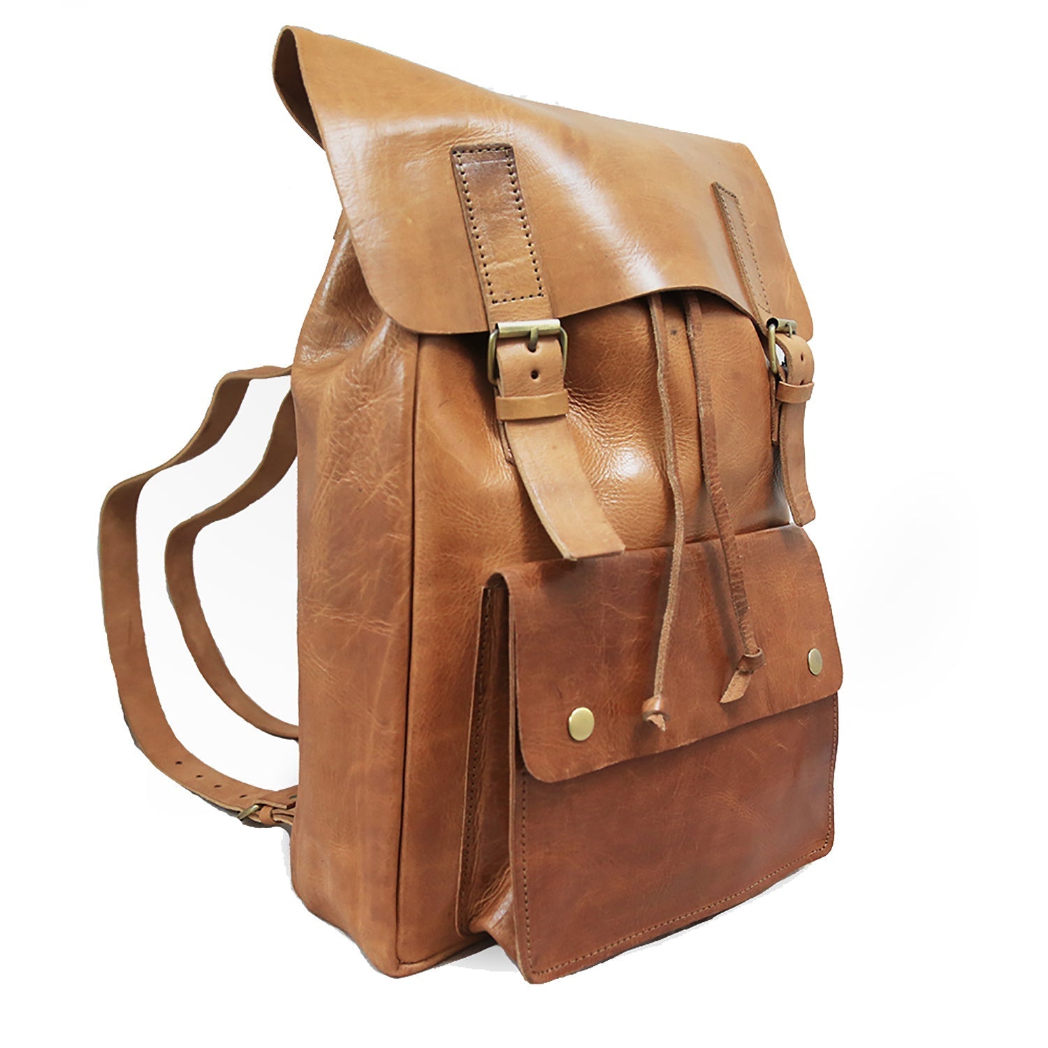 Charlie leather Backpack light brown - Artisan Stories