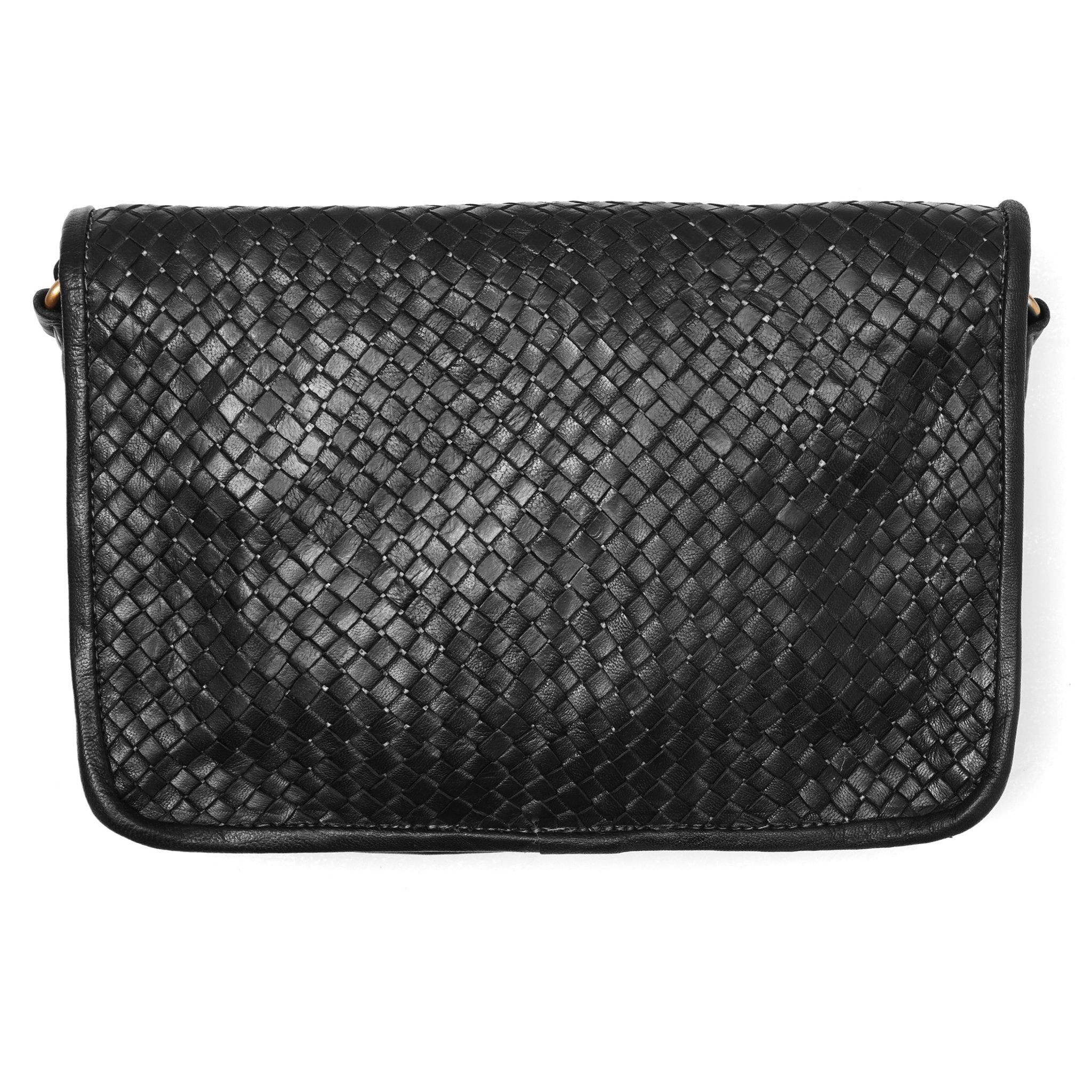 Charlotte Woven Leather Shoulder Bag black - Artisan Stories