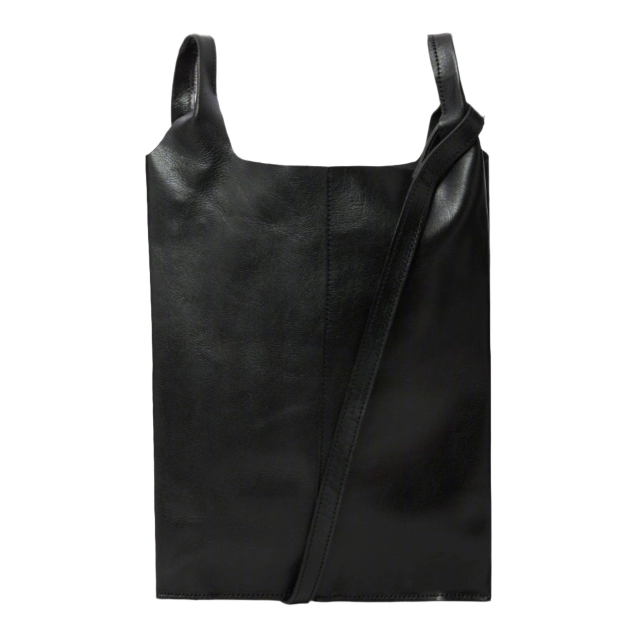 Classic Leather Tote carrier Bag - black - Artisan Stories