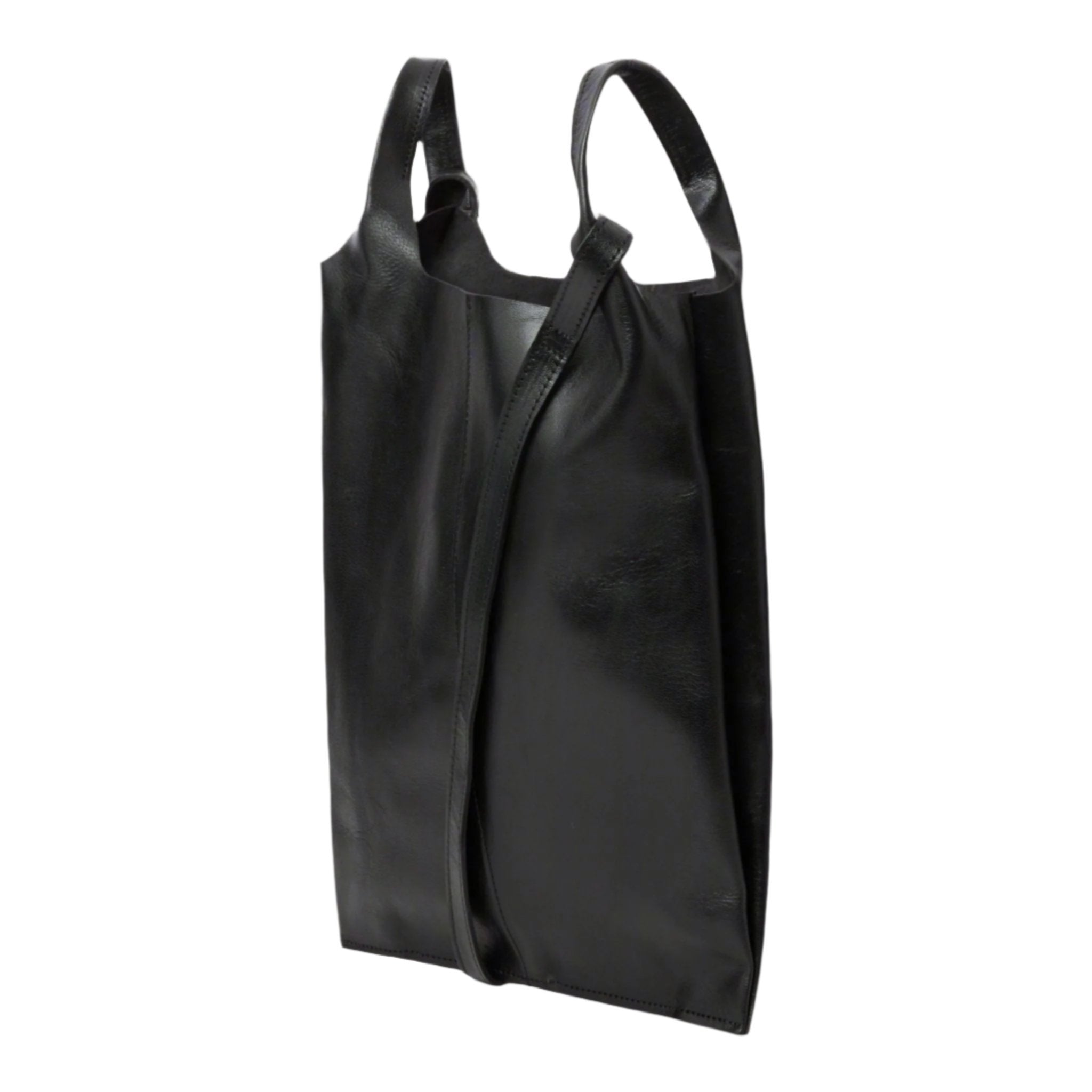 Classic Leather Tote carrier Bag - black - Artisan Stories