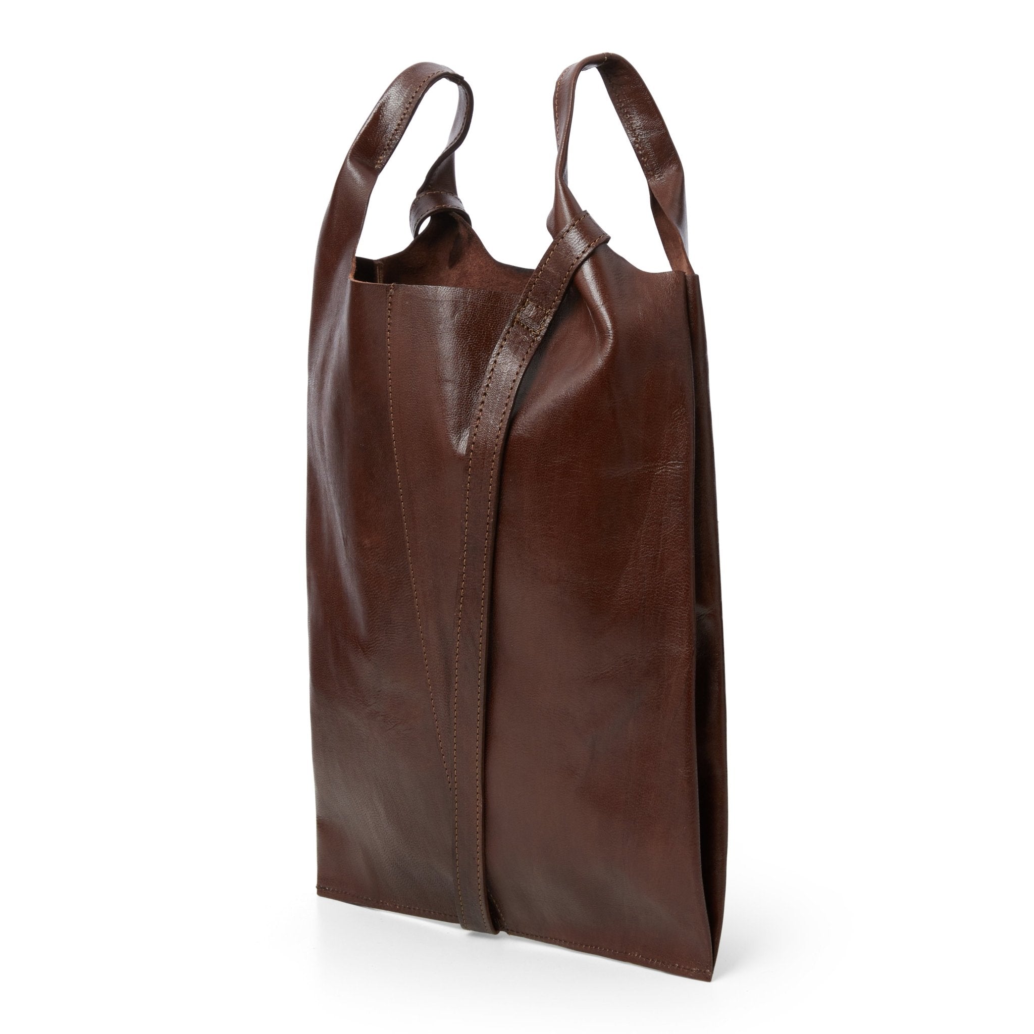 Classic Leather Tote carrier Bag - Chocolate Brown - Artisan Stories