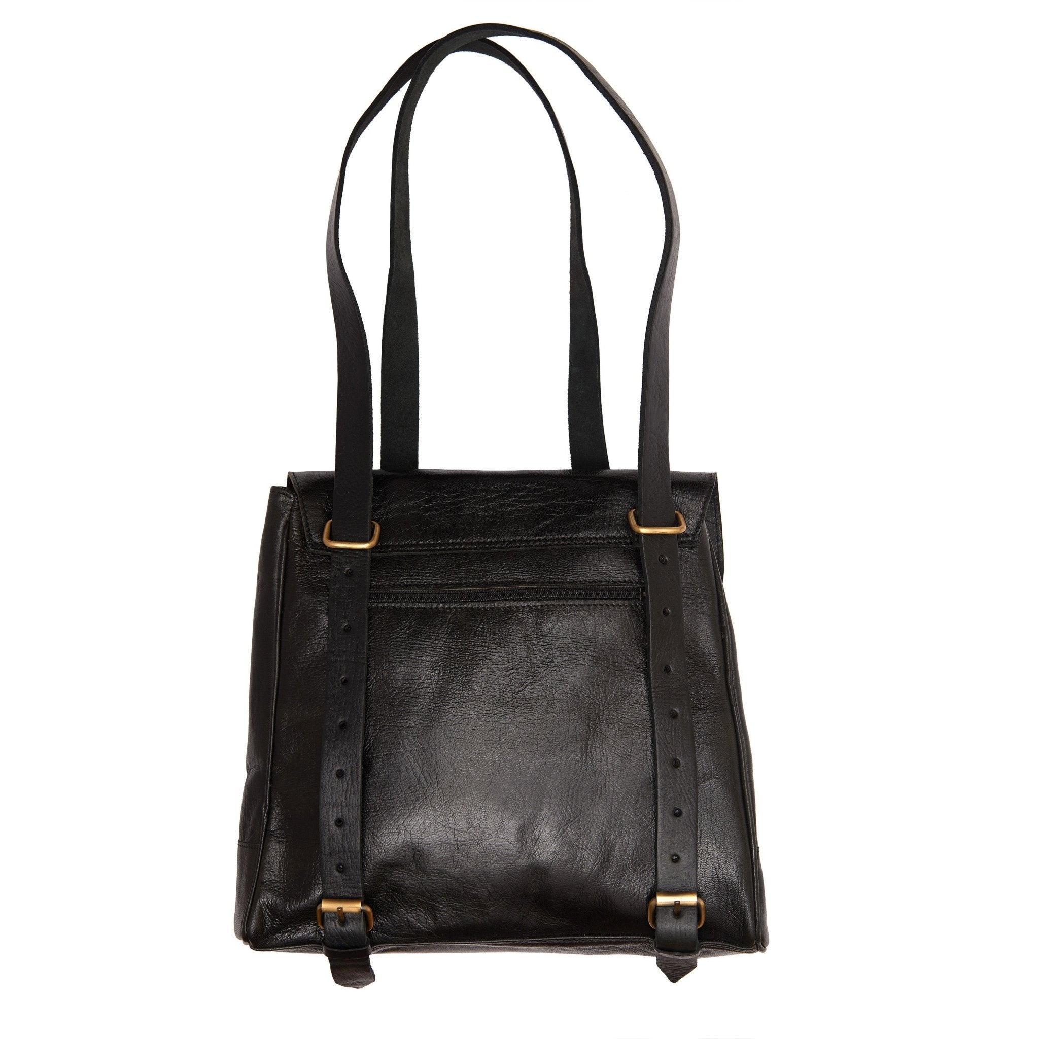 Convertible Leather Tote Backpack Cleo In Black - Artisan Stories