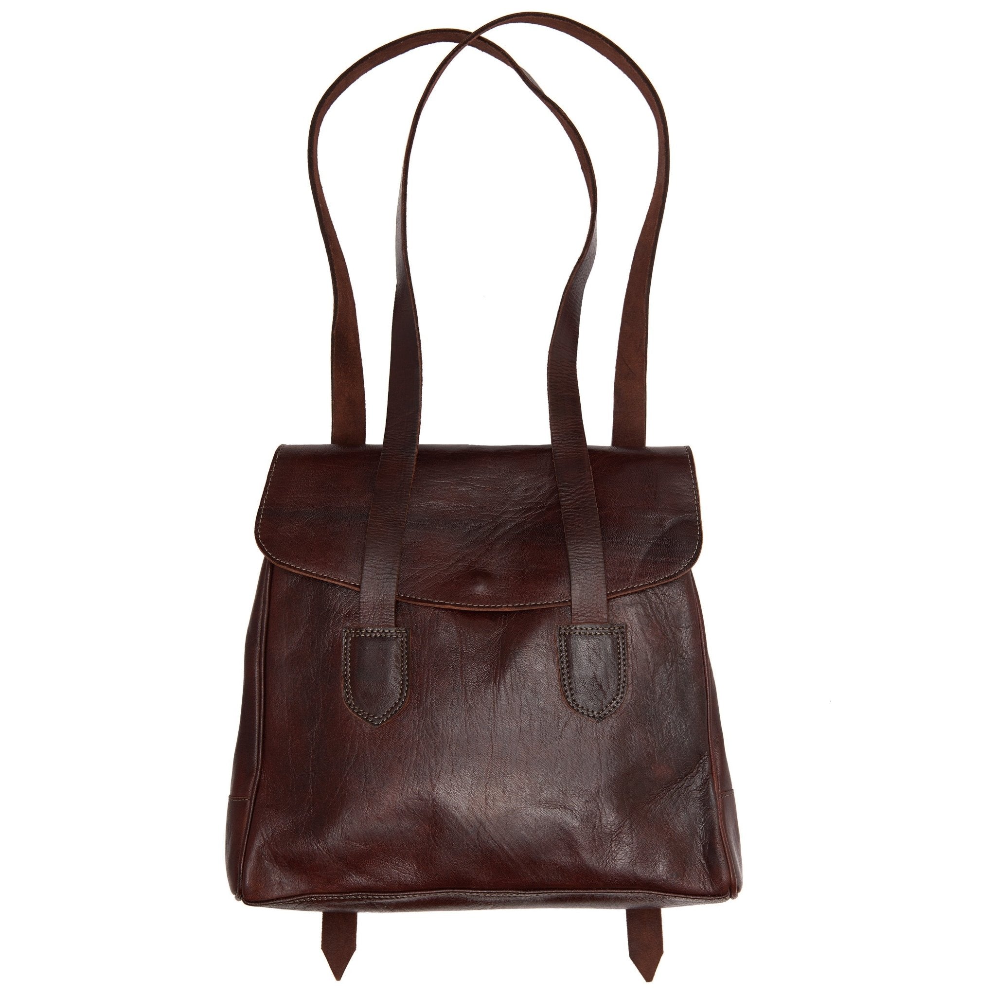 Convertible Leather Tote Backpack Cleo In Chocolate Brown - Artisan Stories