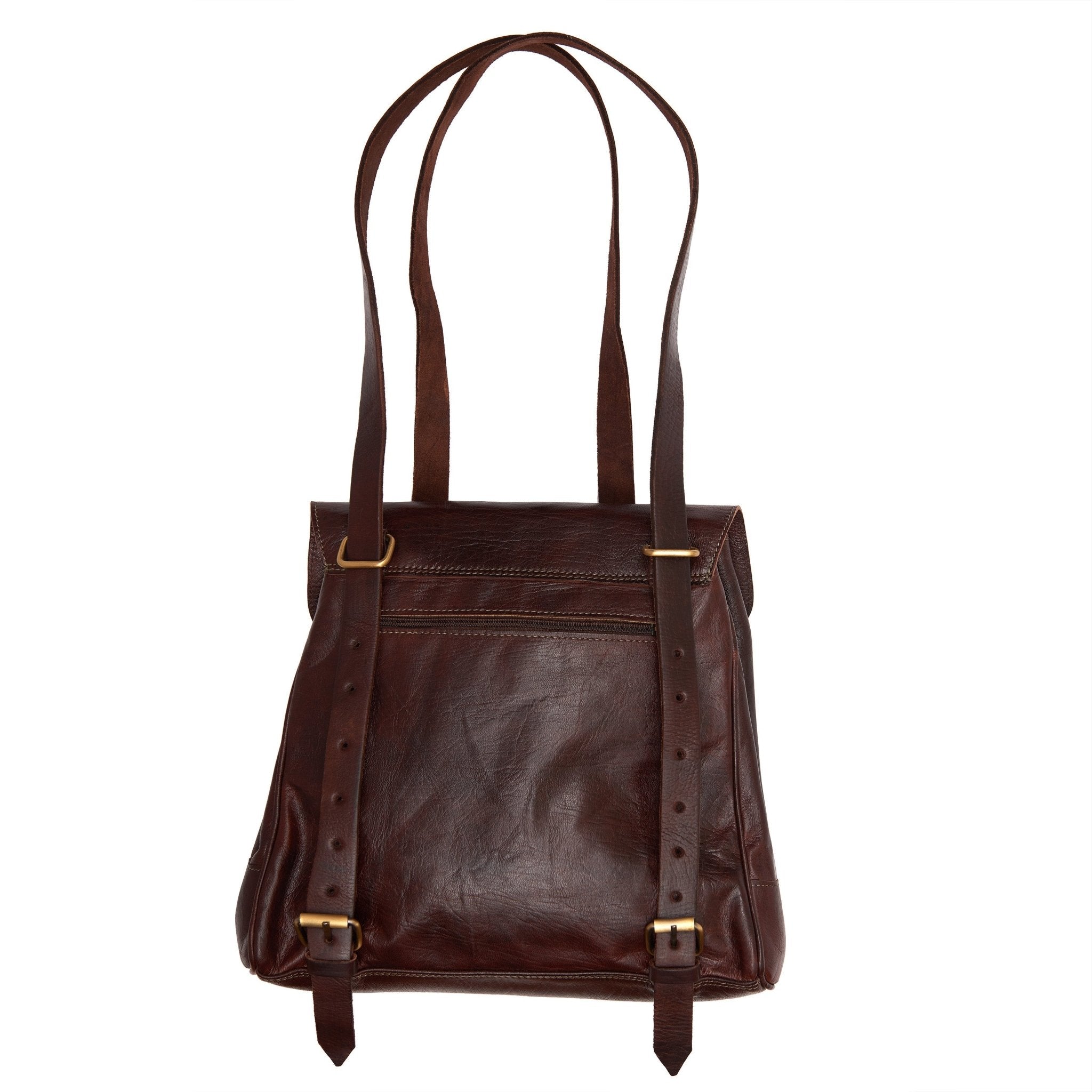 Convertible Leather Tote Backpack Cleo In Chocolate Brown - Artisan Stories