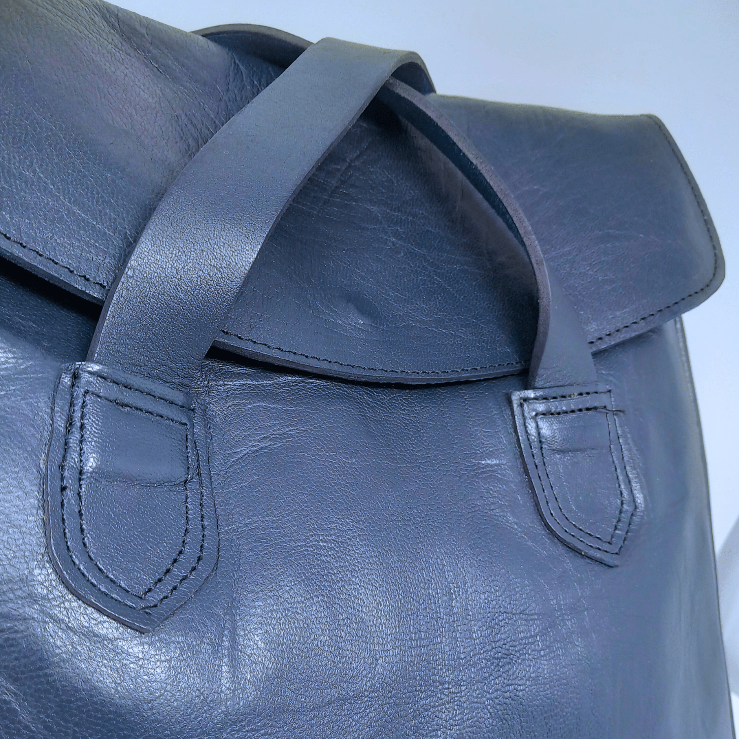 Convertible Leather Tote Backpack Cleo In Navy Blue - Artisan Stories