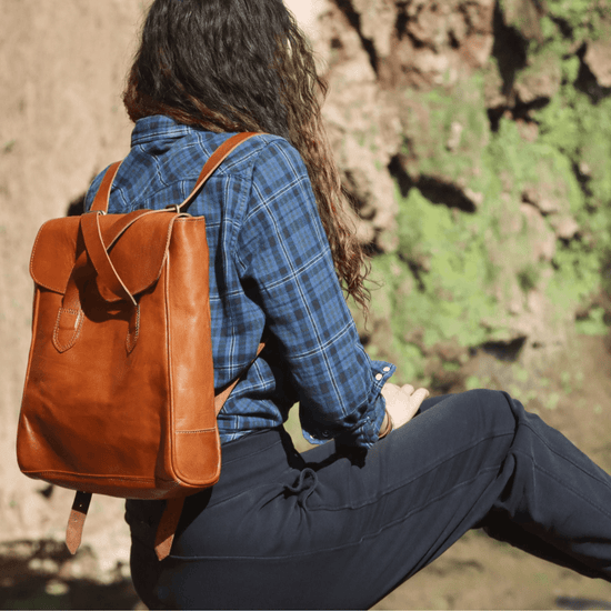 Convertible Leather Tote Backpack Cleo In Tan Brown - Artisan Stories