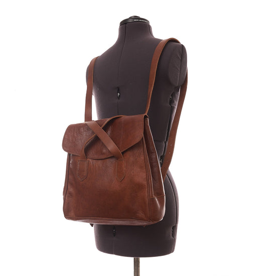 Convertible Leather Tote Backpack Cleo In Tan Brown - Artisan Stories