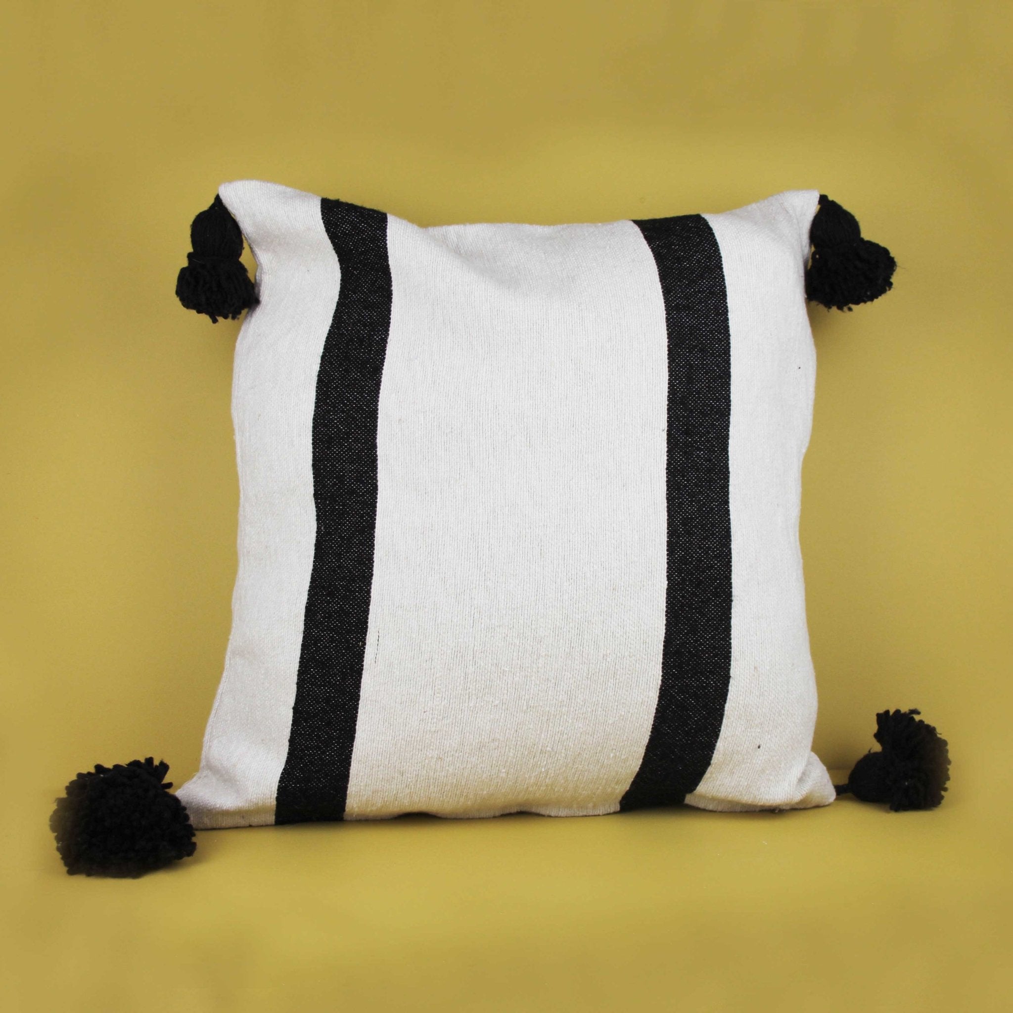 Cream Striped Pom Pom Cushions - Artisan Stories