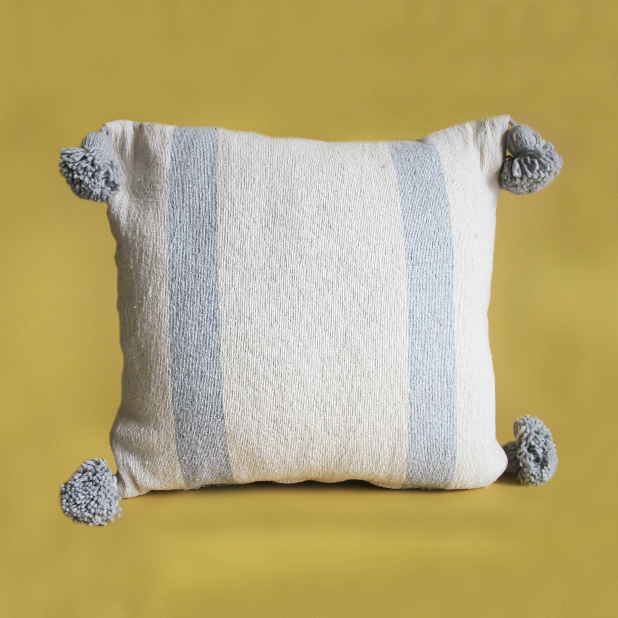 Cream Striped Pom Pom Cushions - Artisan Stories