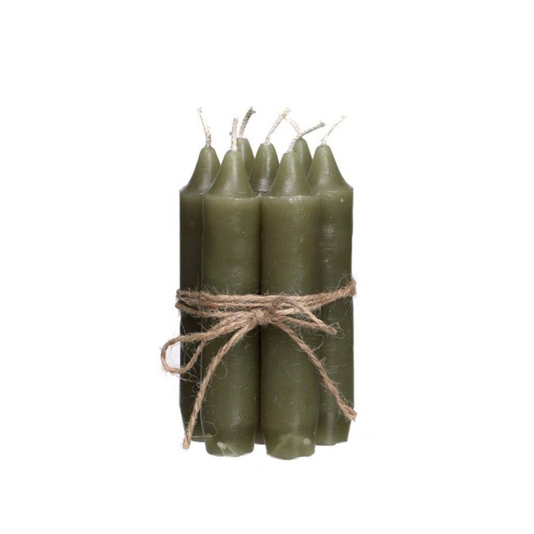 Taper candle h.11 cm set 7 moss green