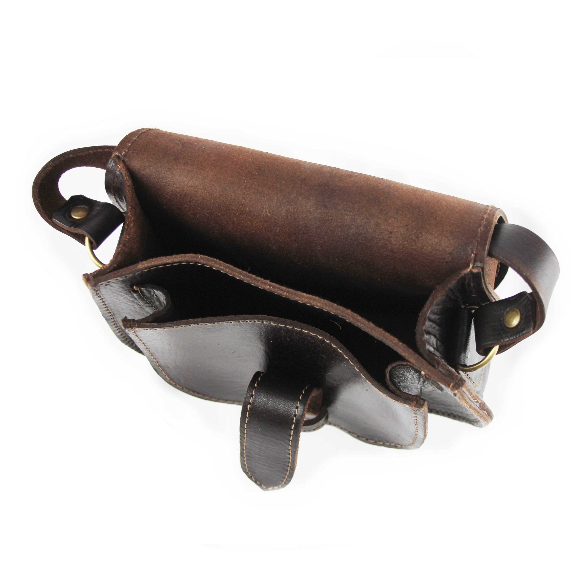 Dark Brown Maya Leather Saddle Bag - Artisan Stories