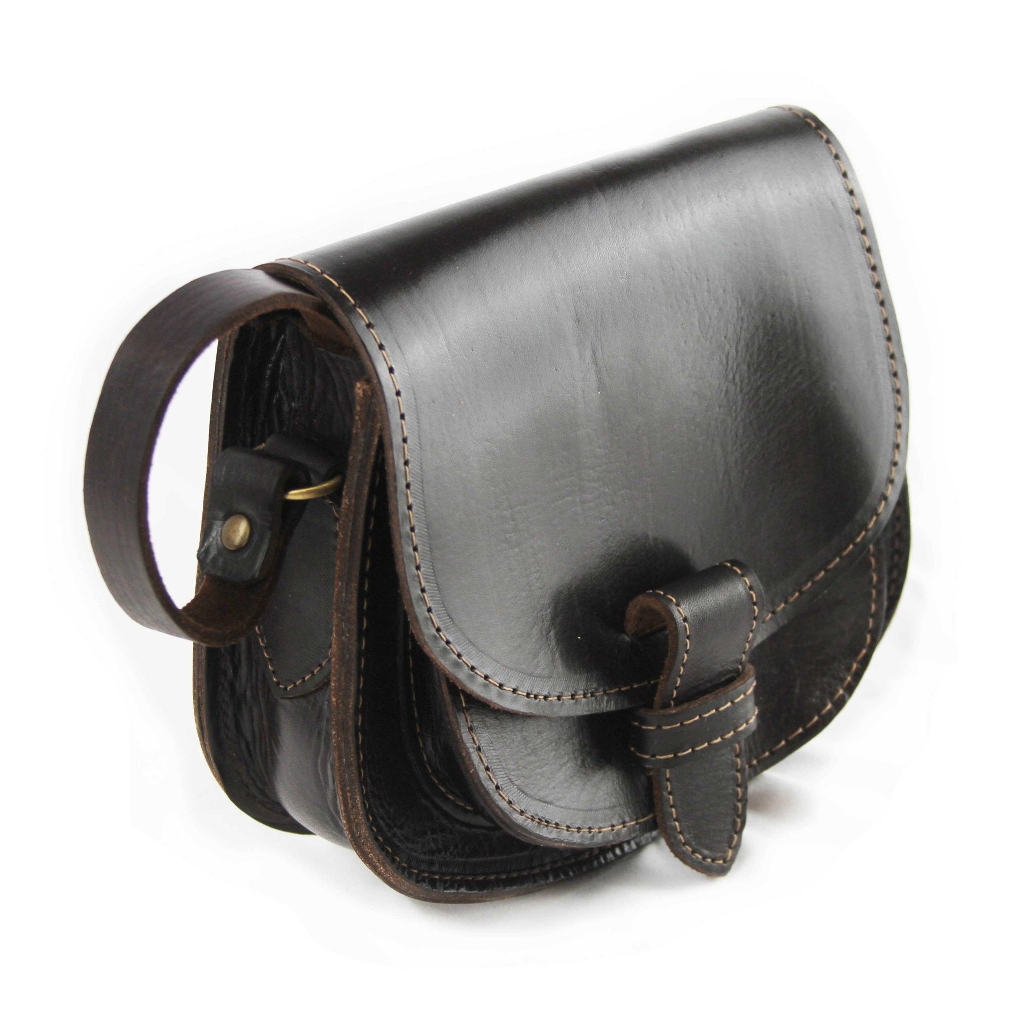 Dark Brown Maya Leather Saddle Bag - Artisan Stories