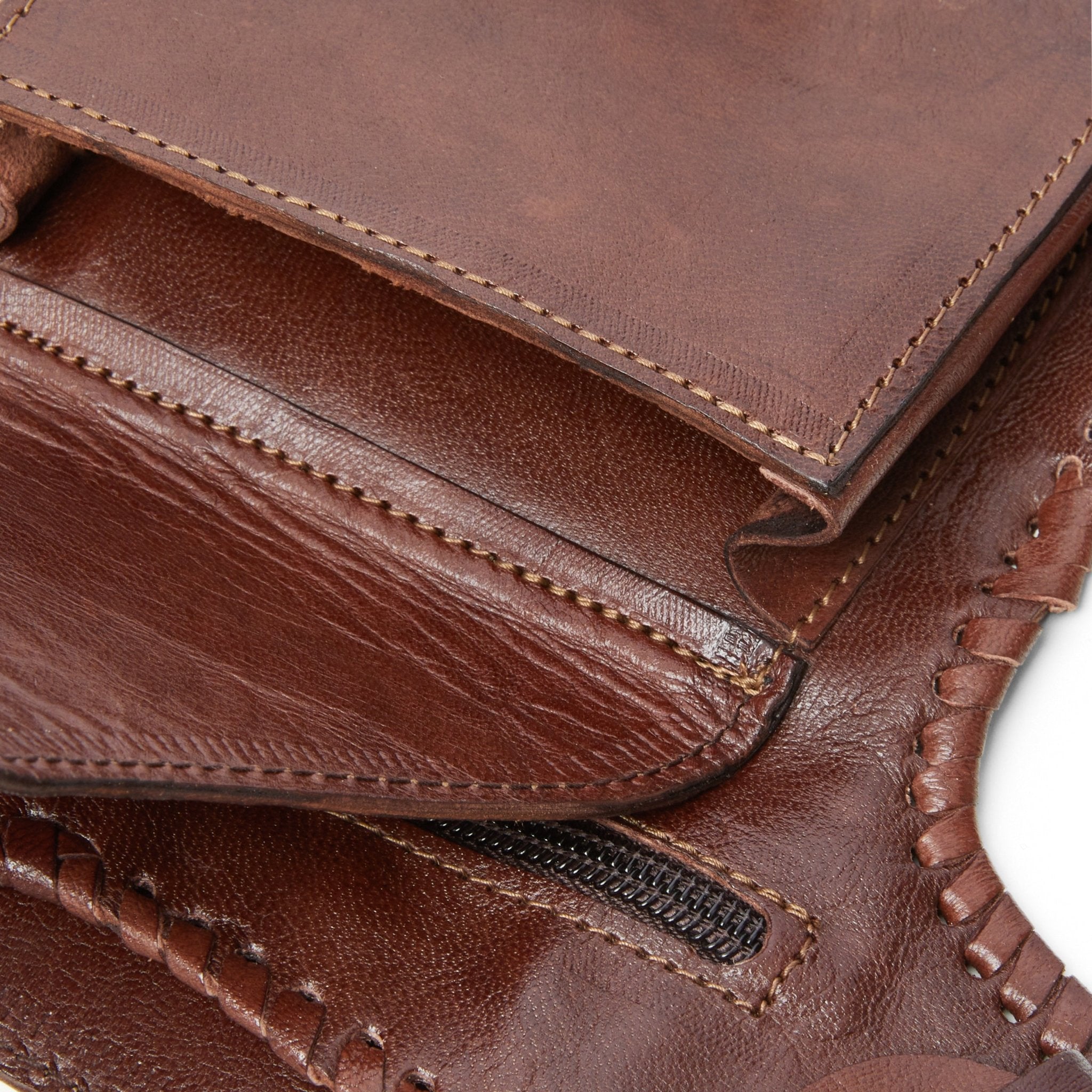 Dark Brown Navajo tassels Leather Bumbag - Artisan Stories