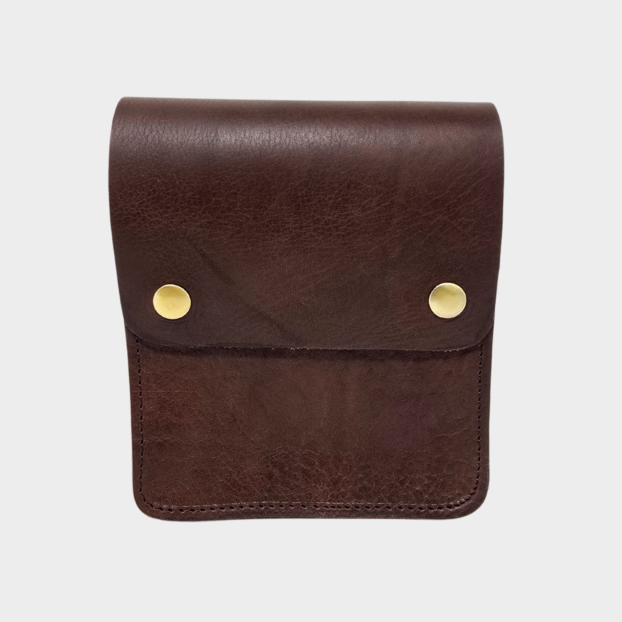 Dark Brown Small Leather Crossbody Bag with Pop Closure - Artisan Stories