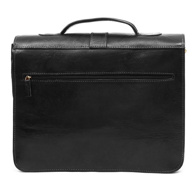 Darwin leather black messenger briefcase - Artisan Stories