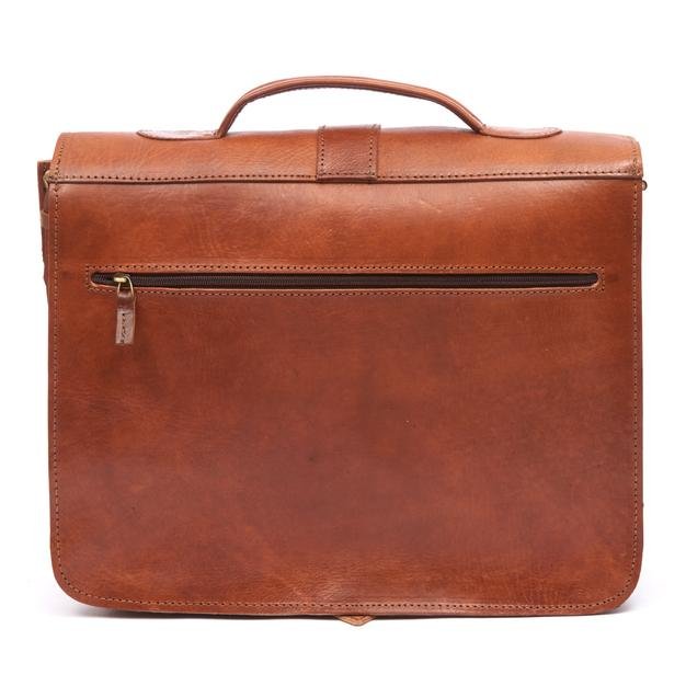 Darwin Leather Messenger Briefcase light brown - Artisan Stories