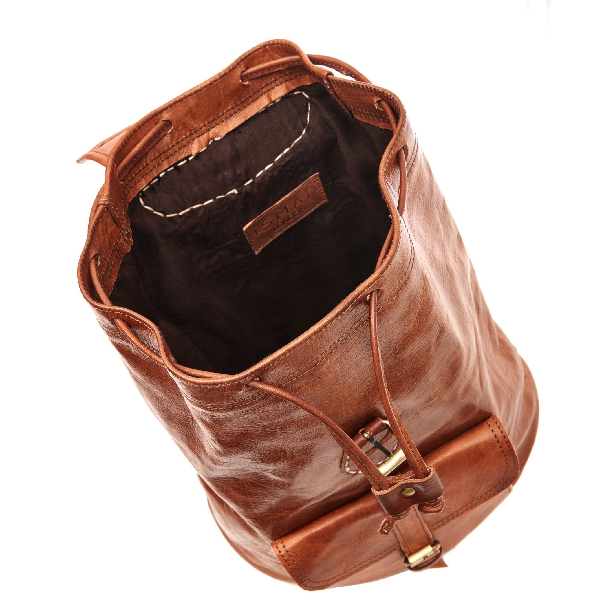 Drawstring Leather Backpack Tan Brown Sac A Do - Artisan Stories