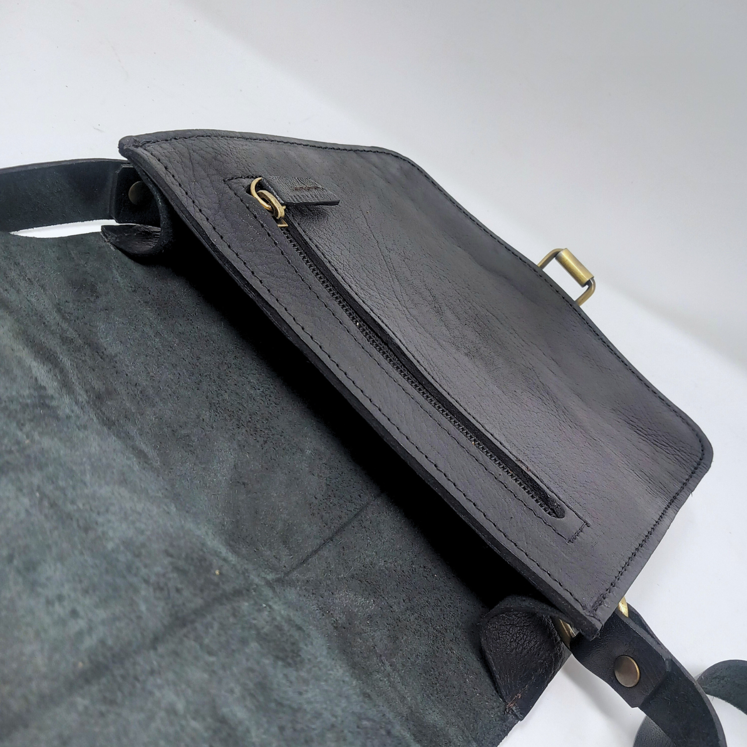 Black Leather Flight Bag