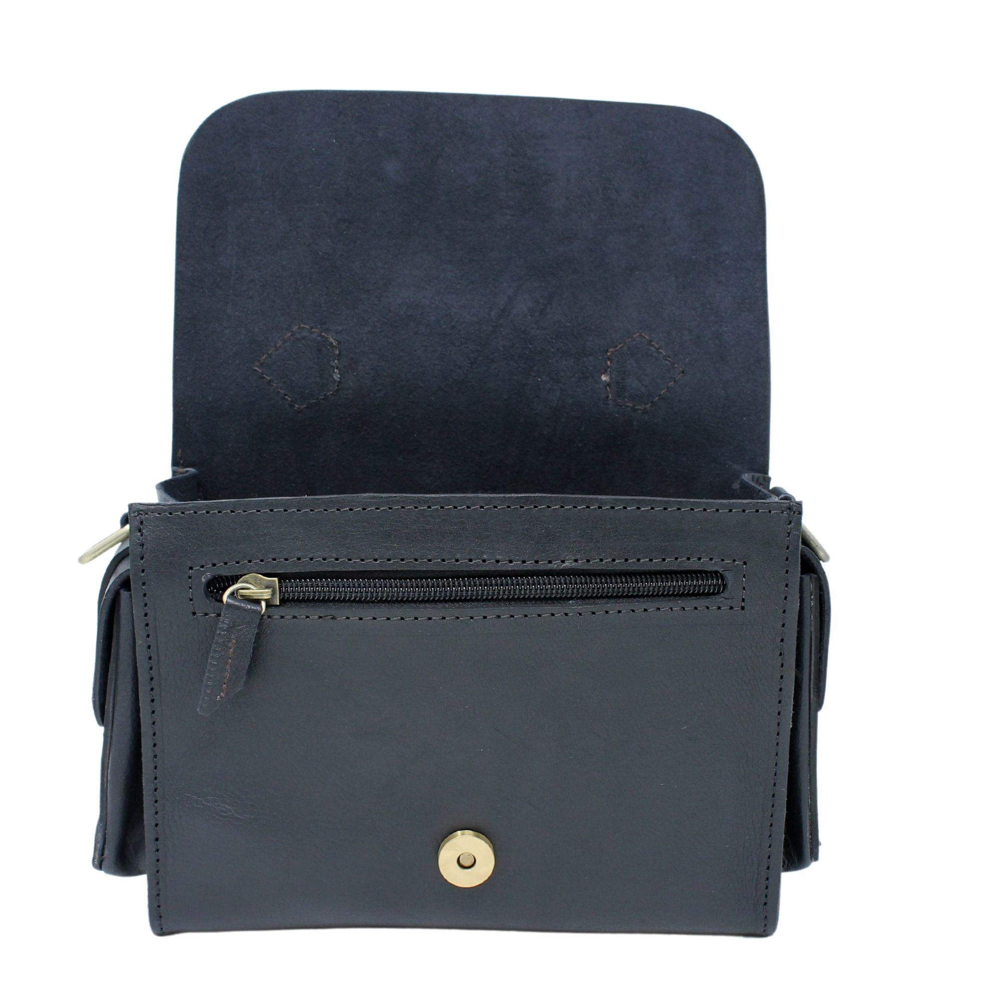 Flora Leather Handbag Black - Artisan Stories