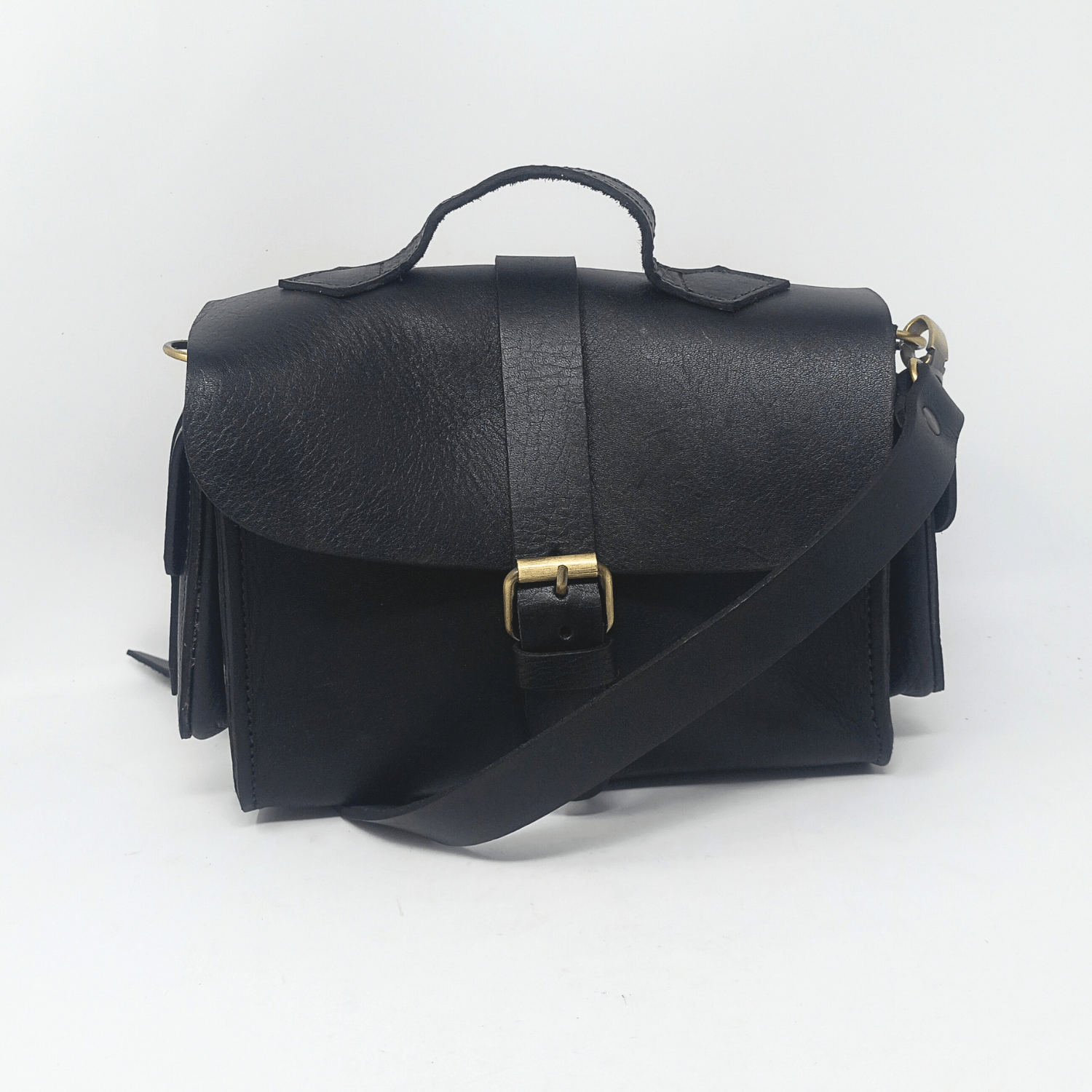 Flora Leather Handbag Black - Artisan Stories