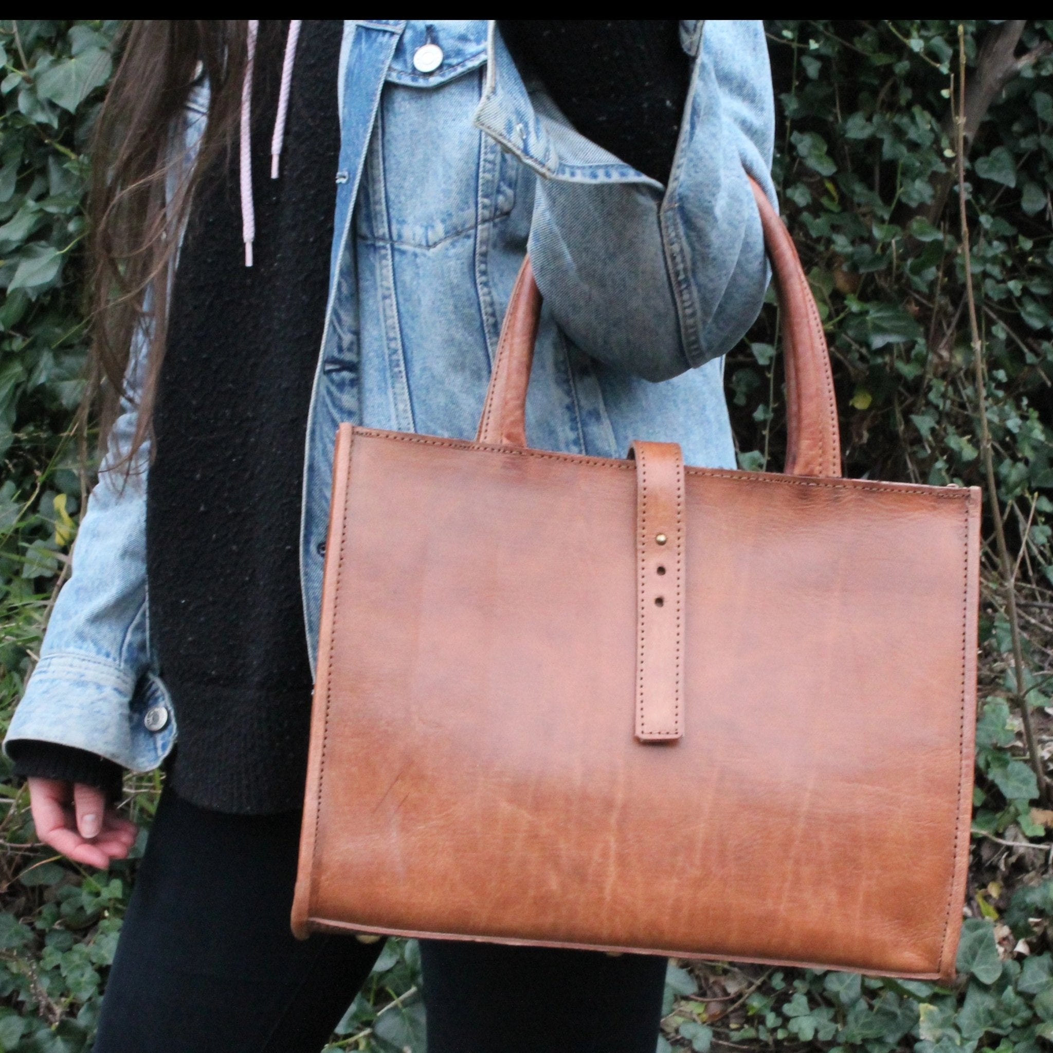 Gisele Leather Tote Bag light brown - Artisan Stories