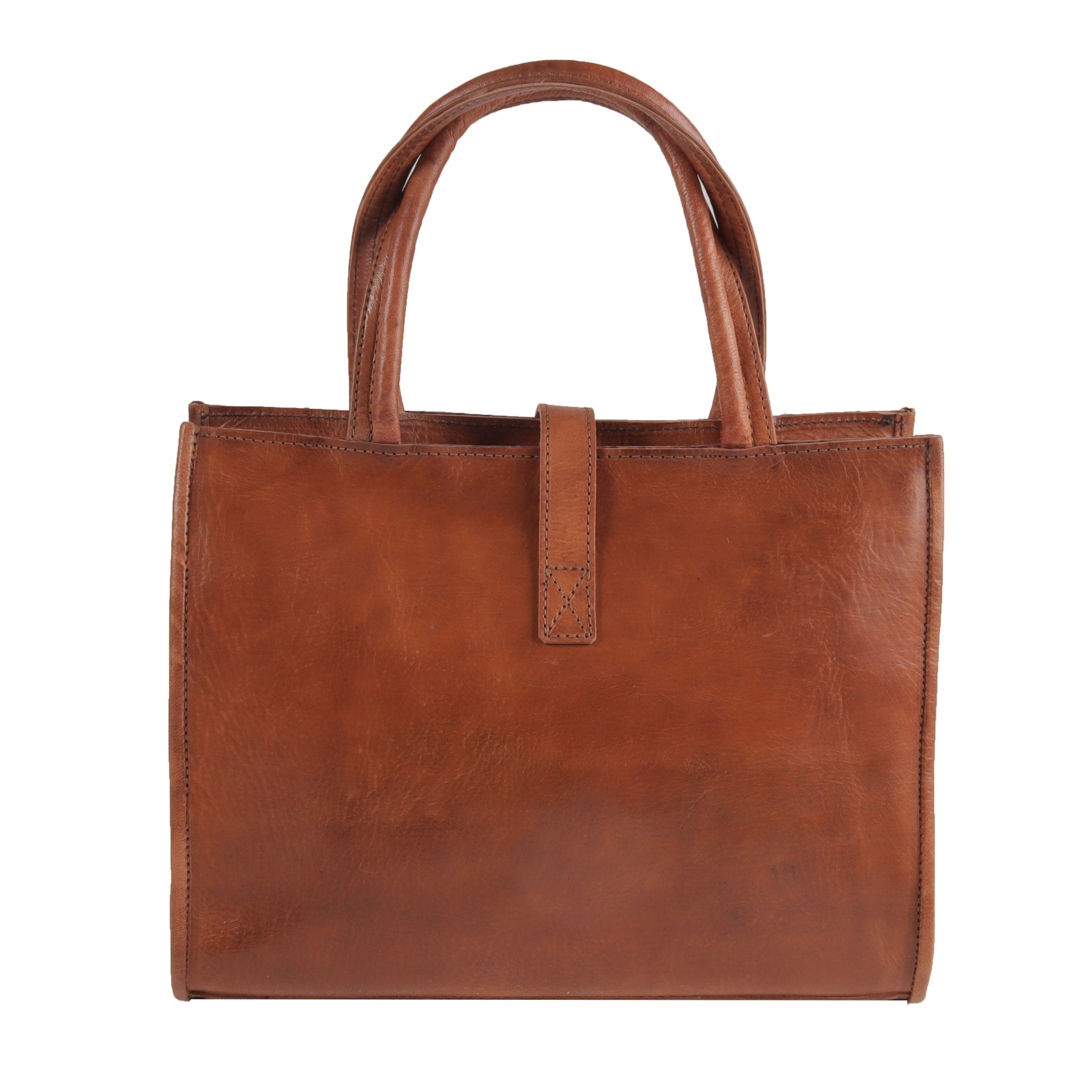 Gisele Leather Tote Bag light brown - Artisan Stories