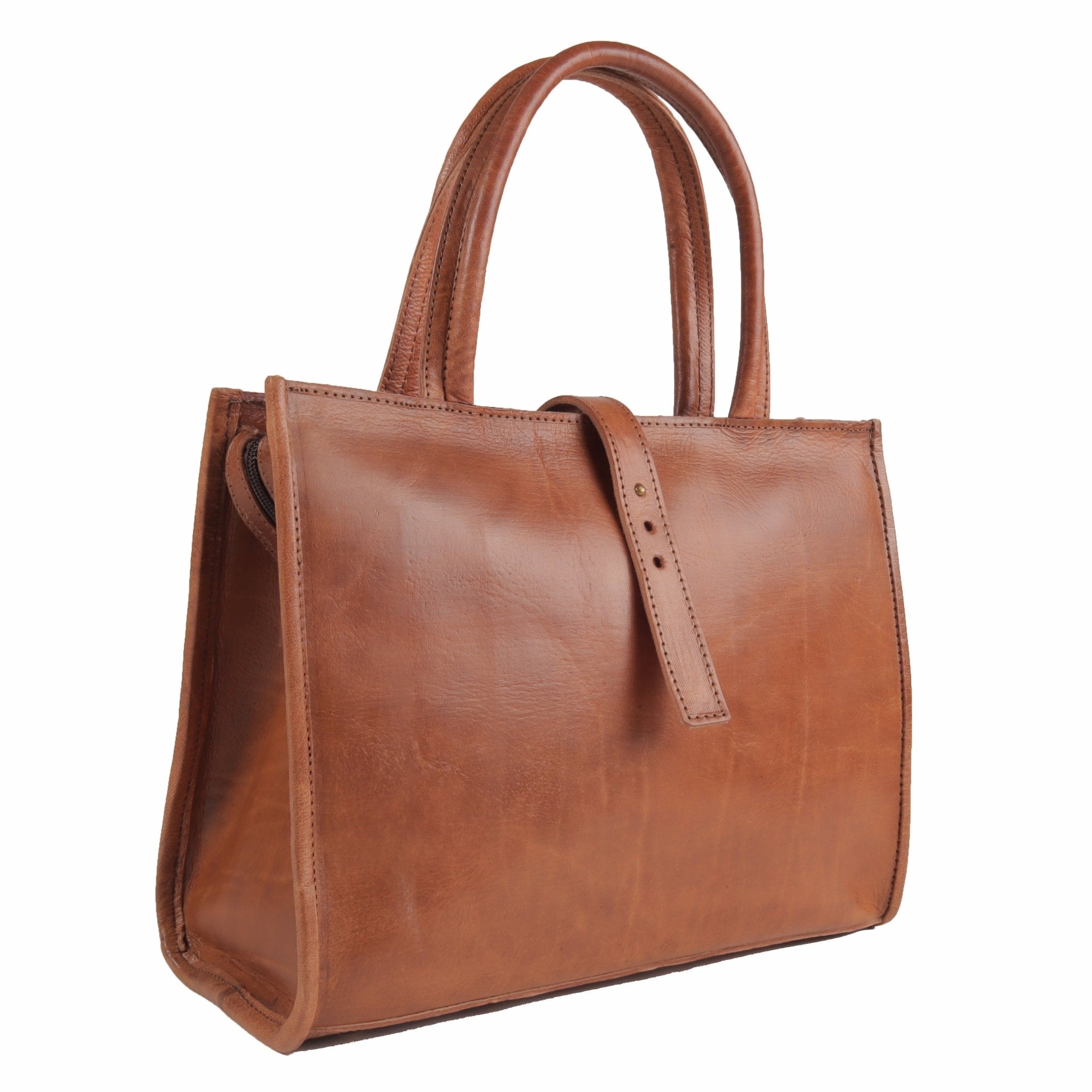 Gisele Leather Tote Bag light brown - Artisan Stories