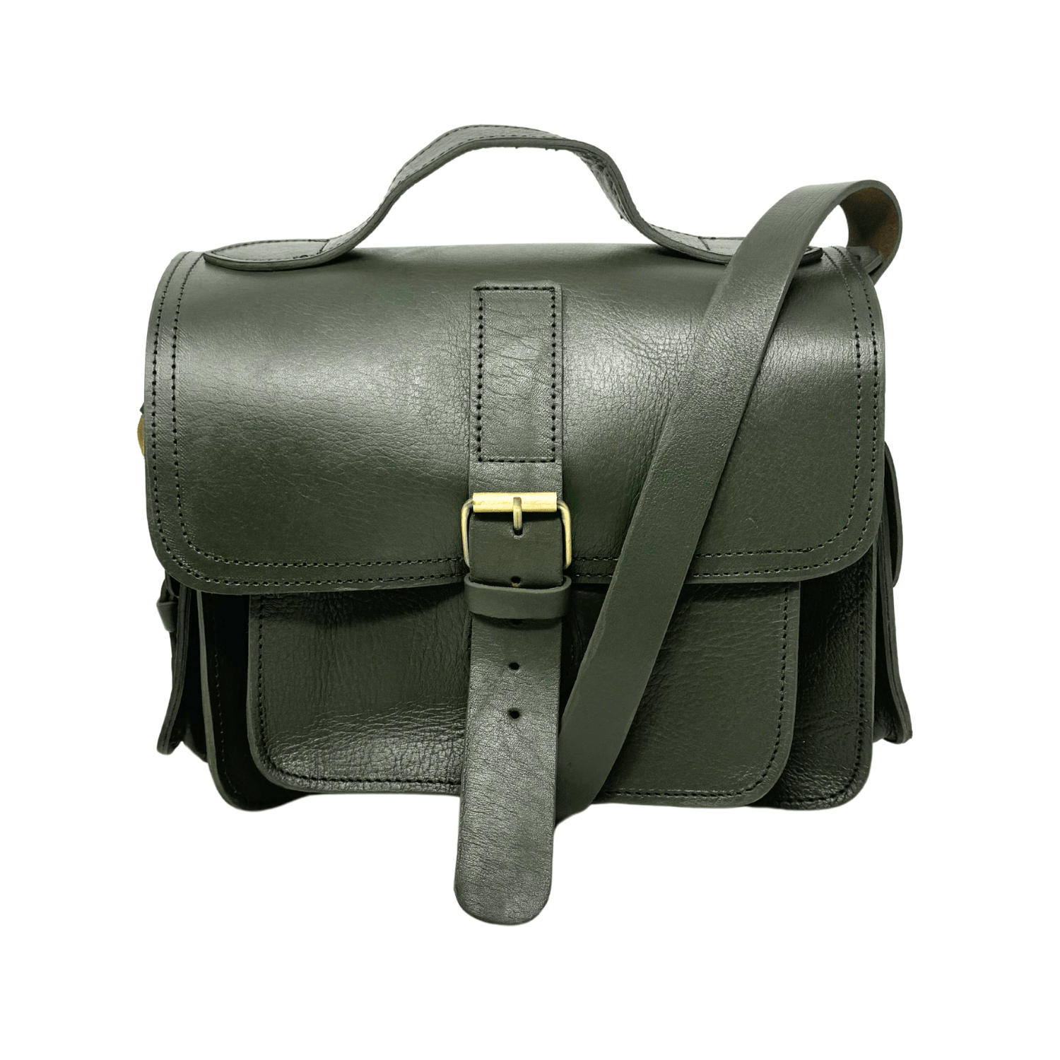 Green Leather Camera Satchel Bag - Artisan Stories