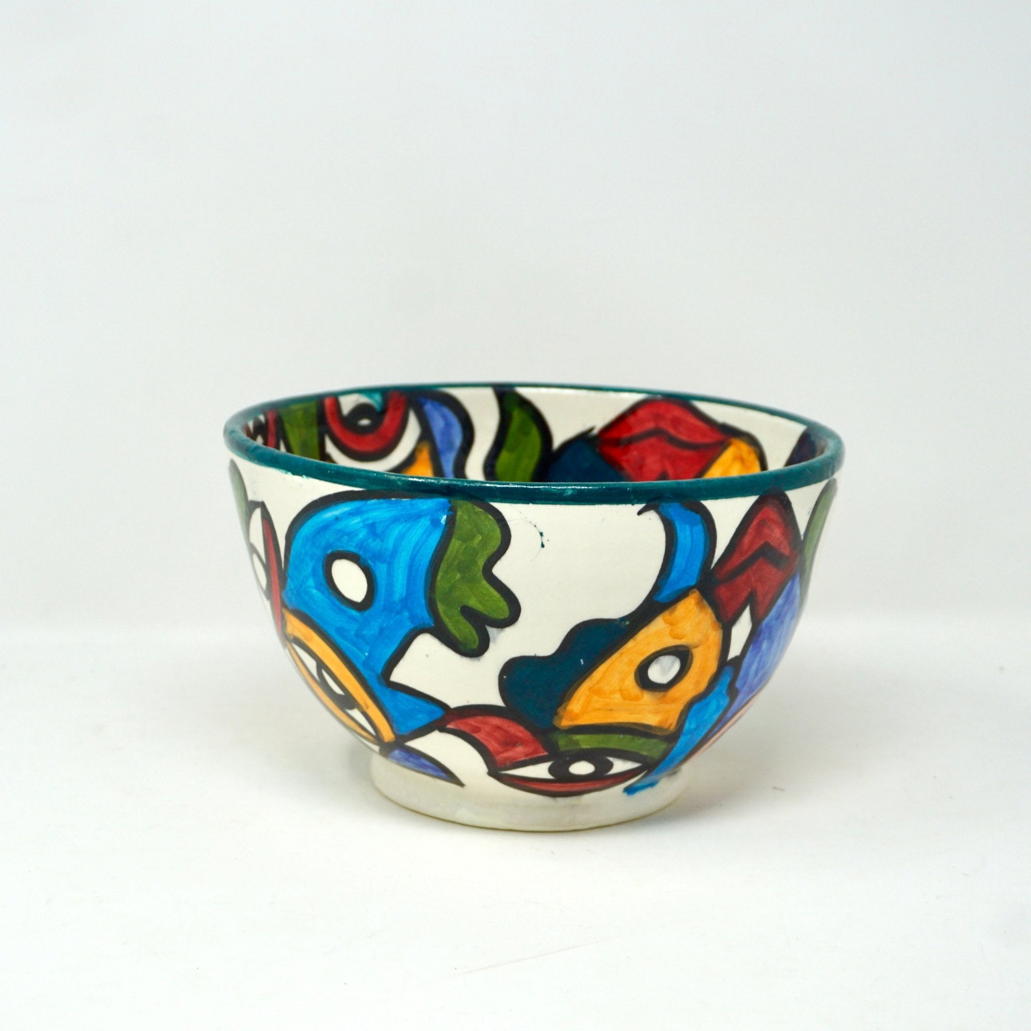 Hand Painted cubist Ceramic fruit Bowls - Artisan Stories