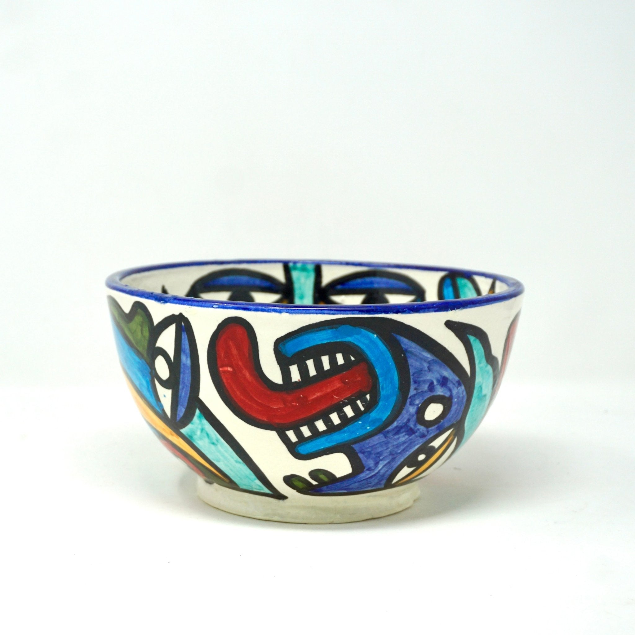 Hand Painted cubist Ceramic Medium Bowls - Artisan Stories