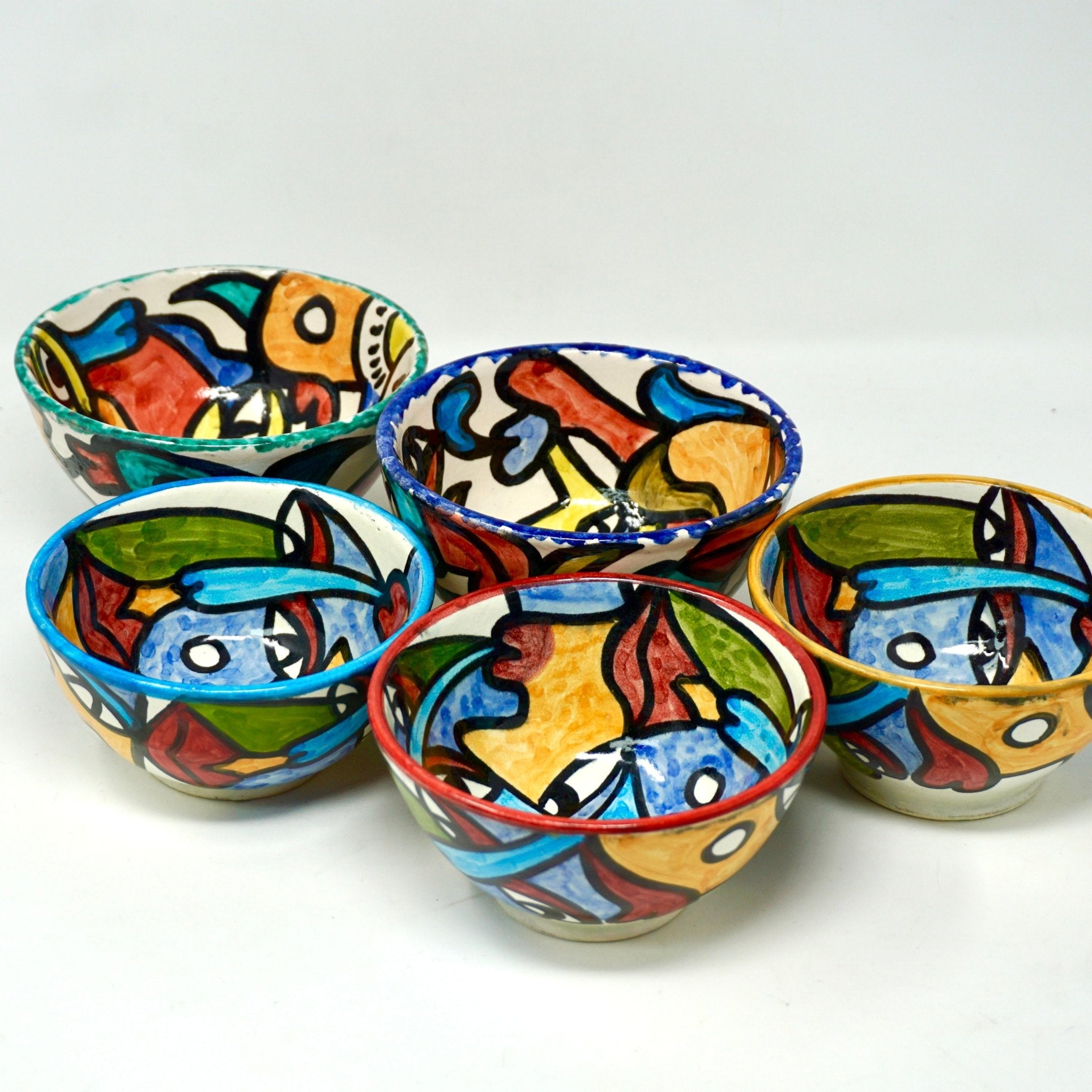 Hand Painted cubist Ceramic small Bowls - Artisan Stories